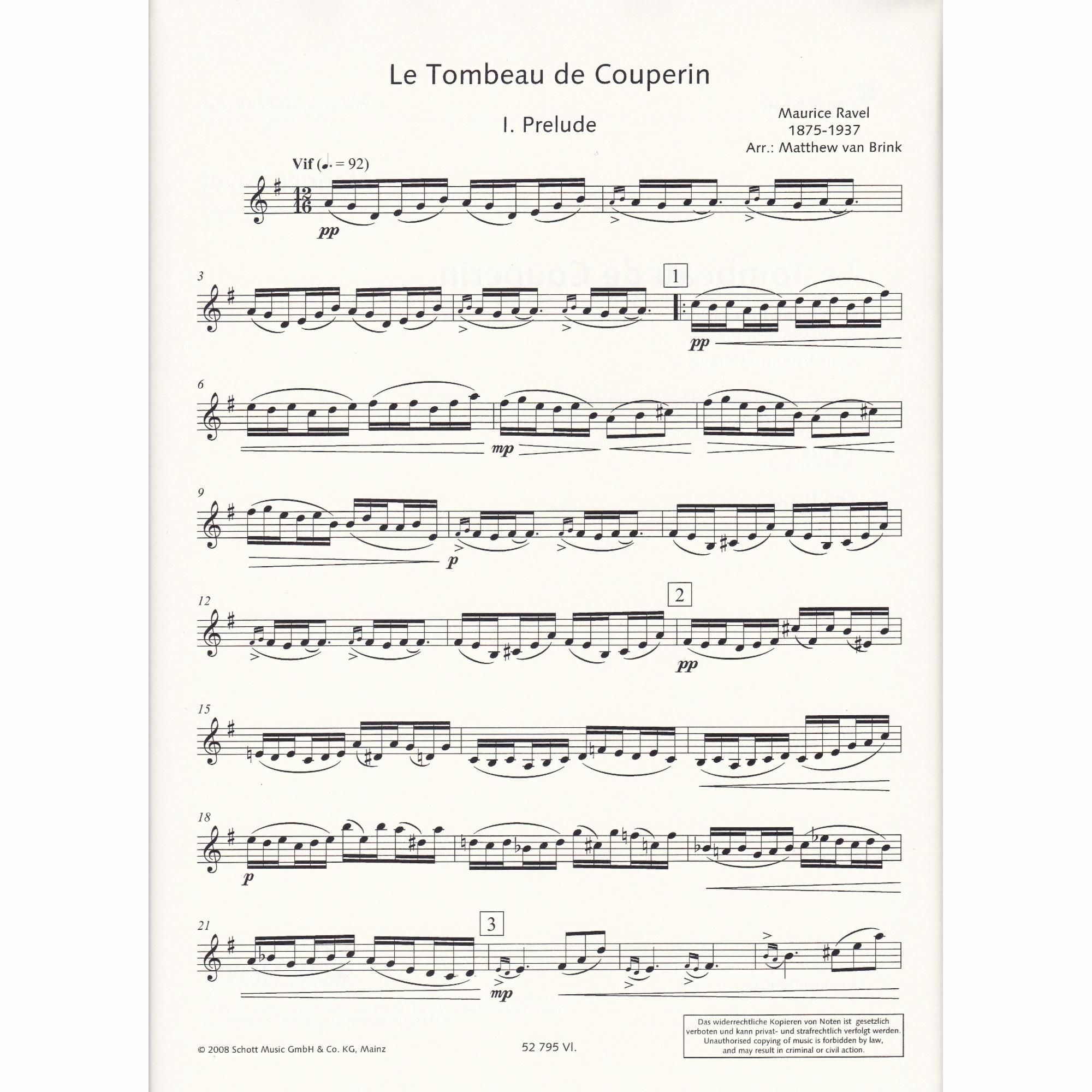 Le Tombeau de Couperin for Violin and Piano
