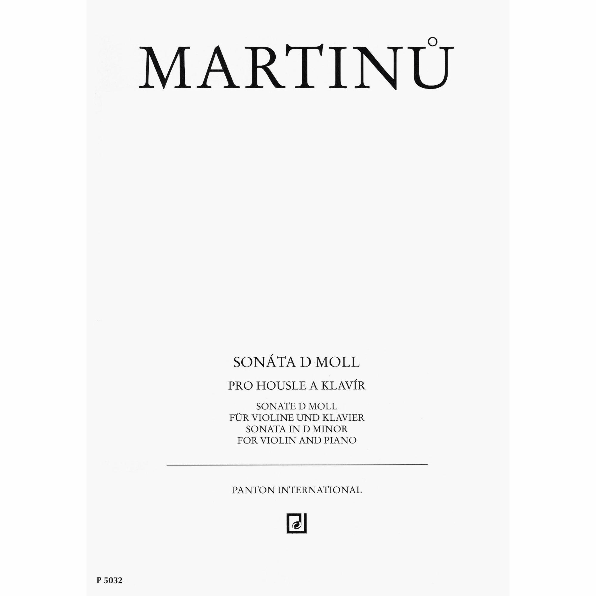 Martinu -- Sonata in D Minor for Violin and Piano