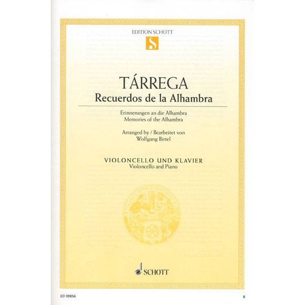 Recuerdos de la Alhambra for Cello and Piano