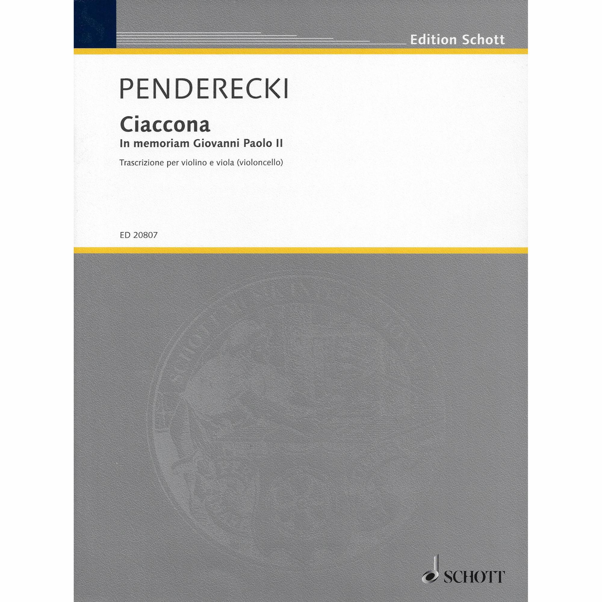 Penderecki -- Ciaccona for Violin and Viola (or Cello)
