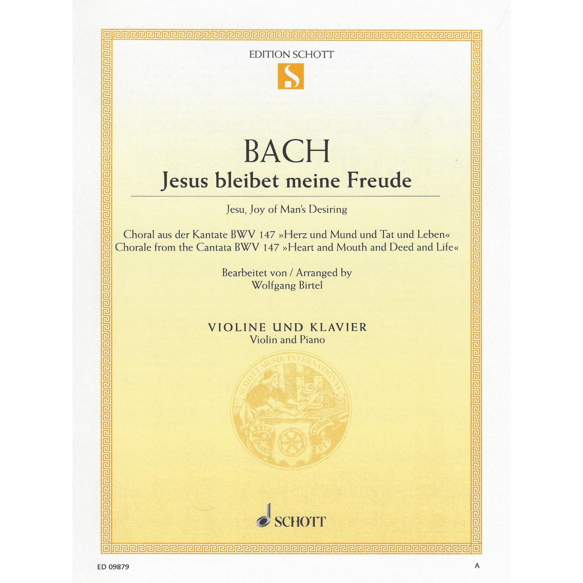 Bach -- Jesu, Joy of Man's Desiring for Violin and Piano