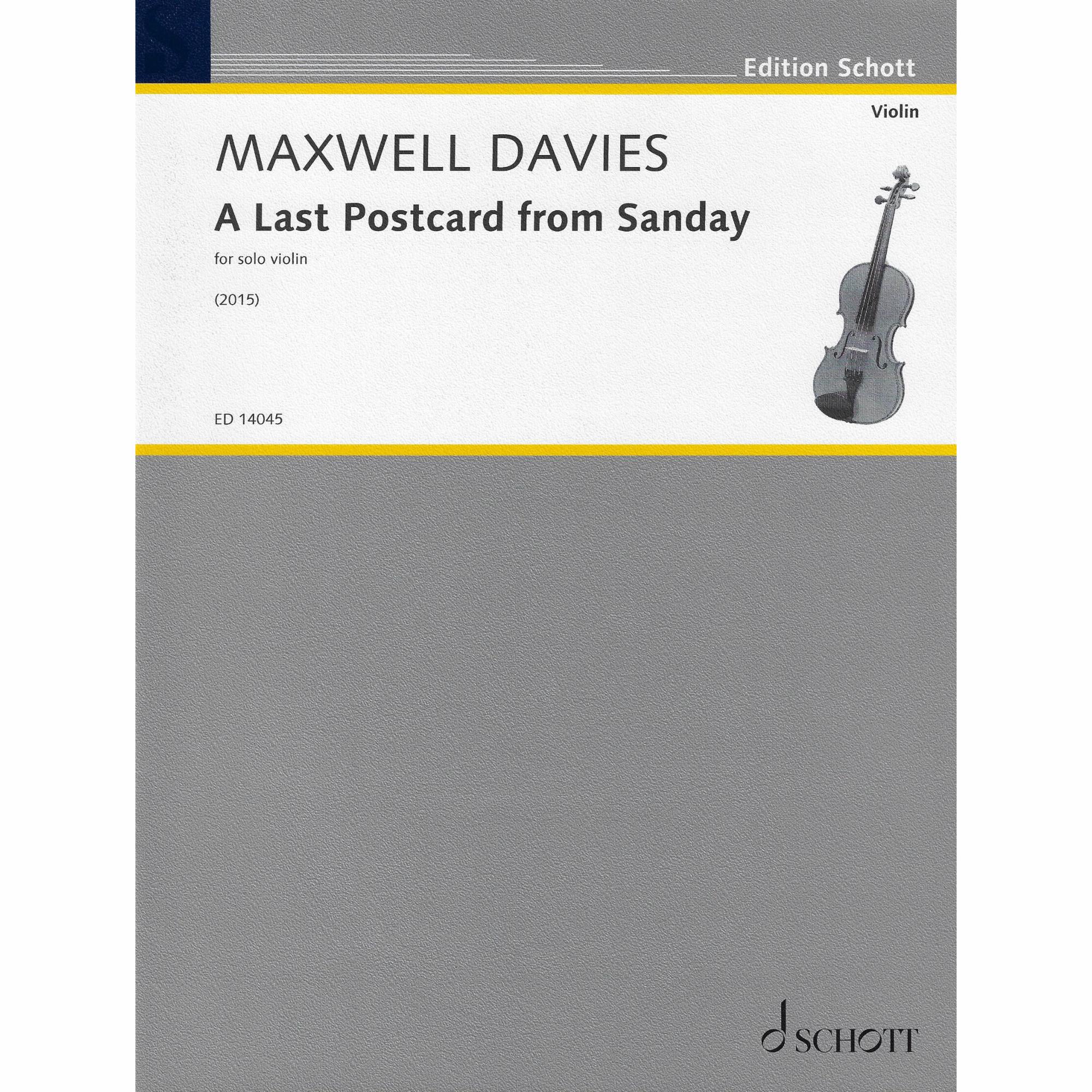 Maxwell Davies -- A Last Postcard from Sanday for Solo Violin