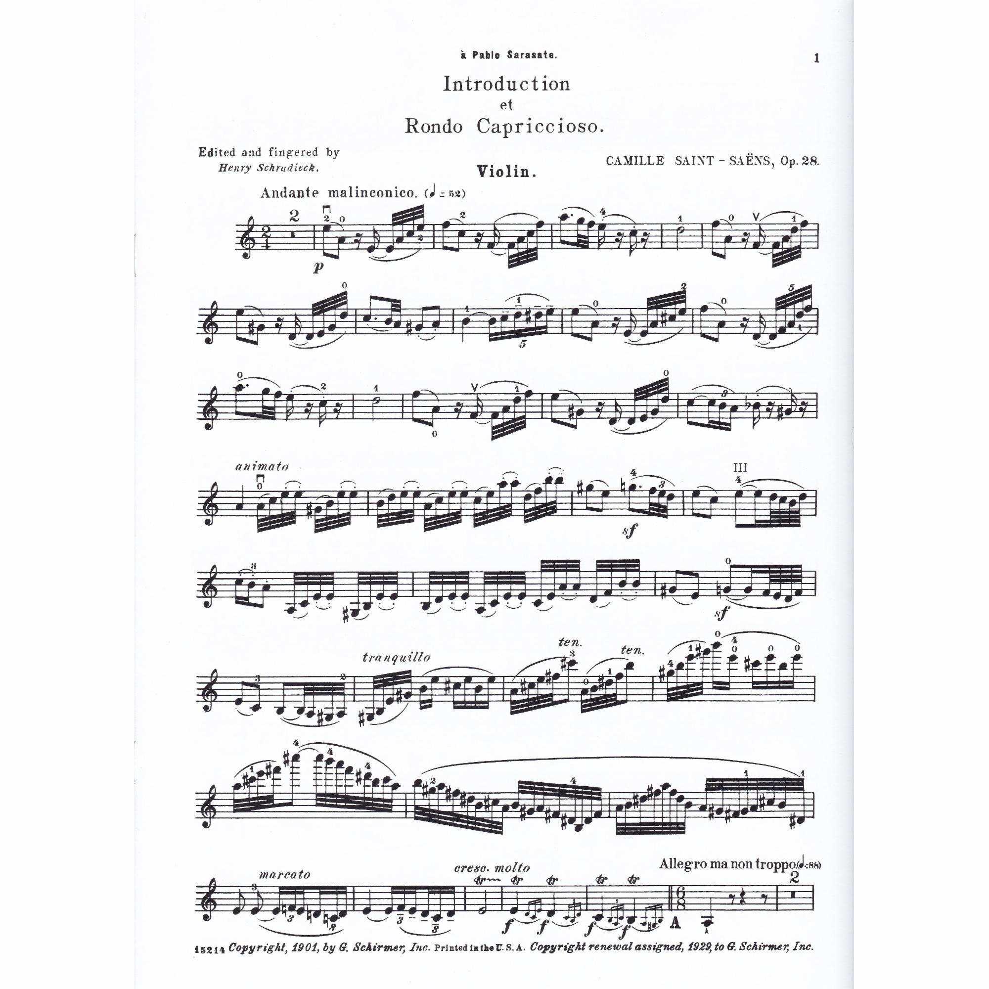 Introduction and Rondo Capriccioso for Violin and Piano, Op. 28