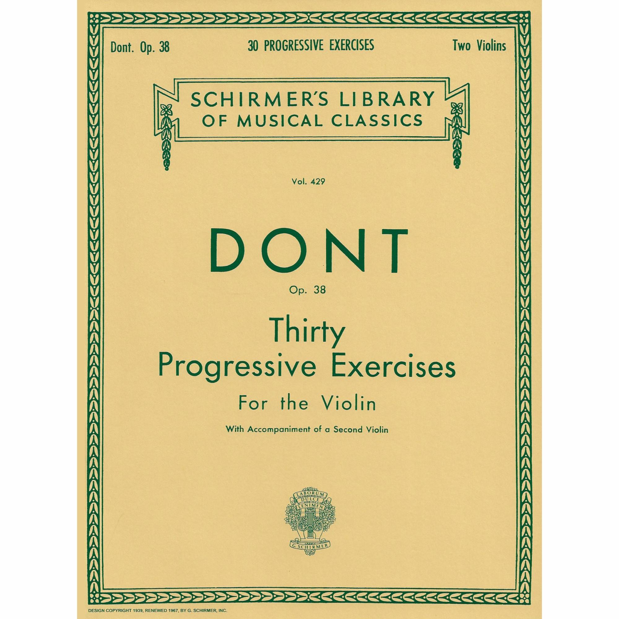 Dont -- Thirty Progressive Exercises, Op. 38 for Two Violins
