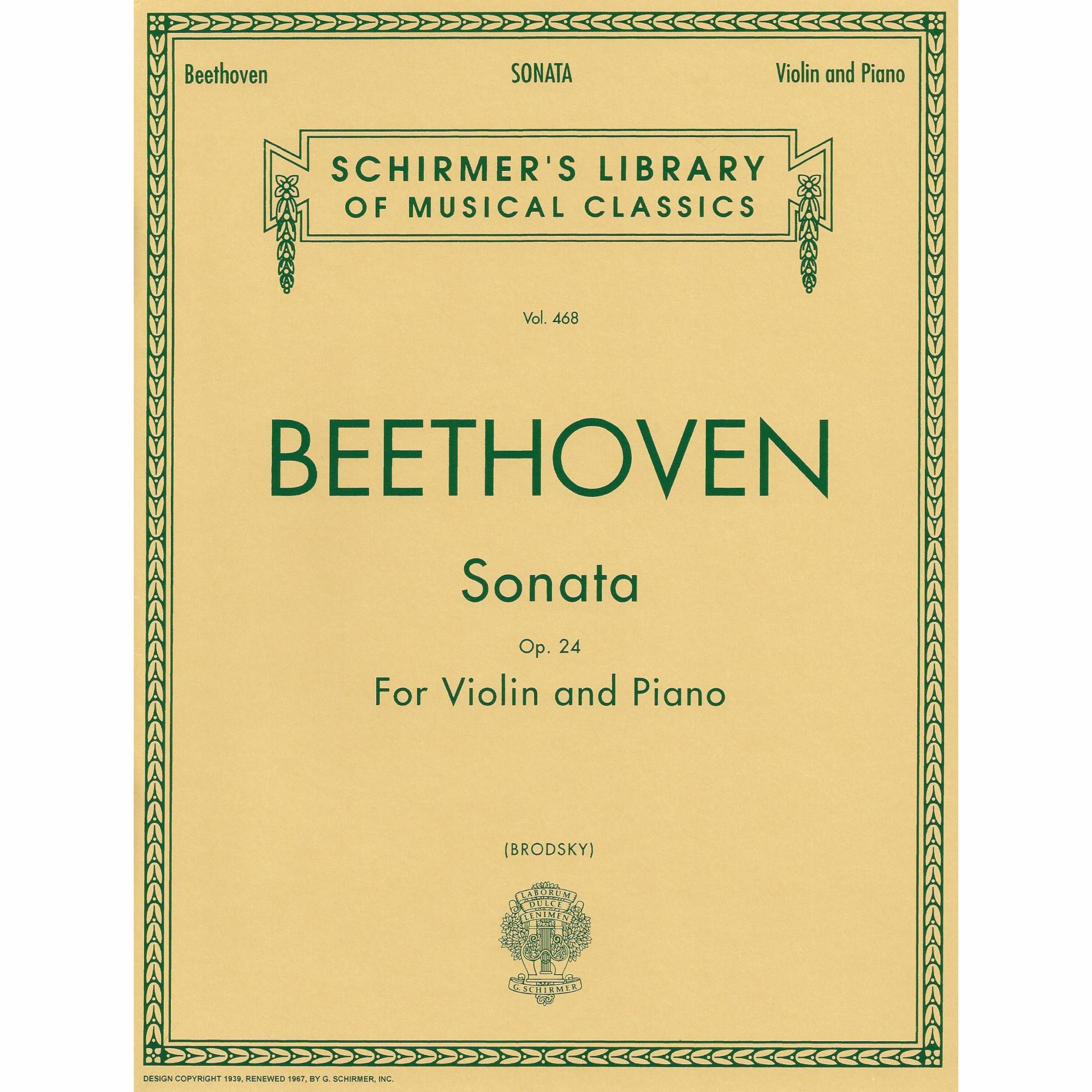 Beethoven -- Sonata, Op. 24 for Violin and Piano