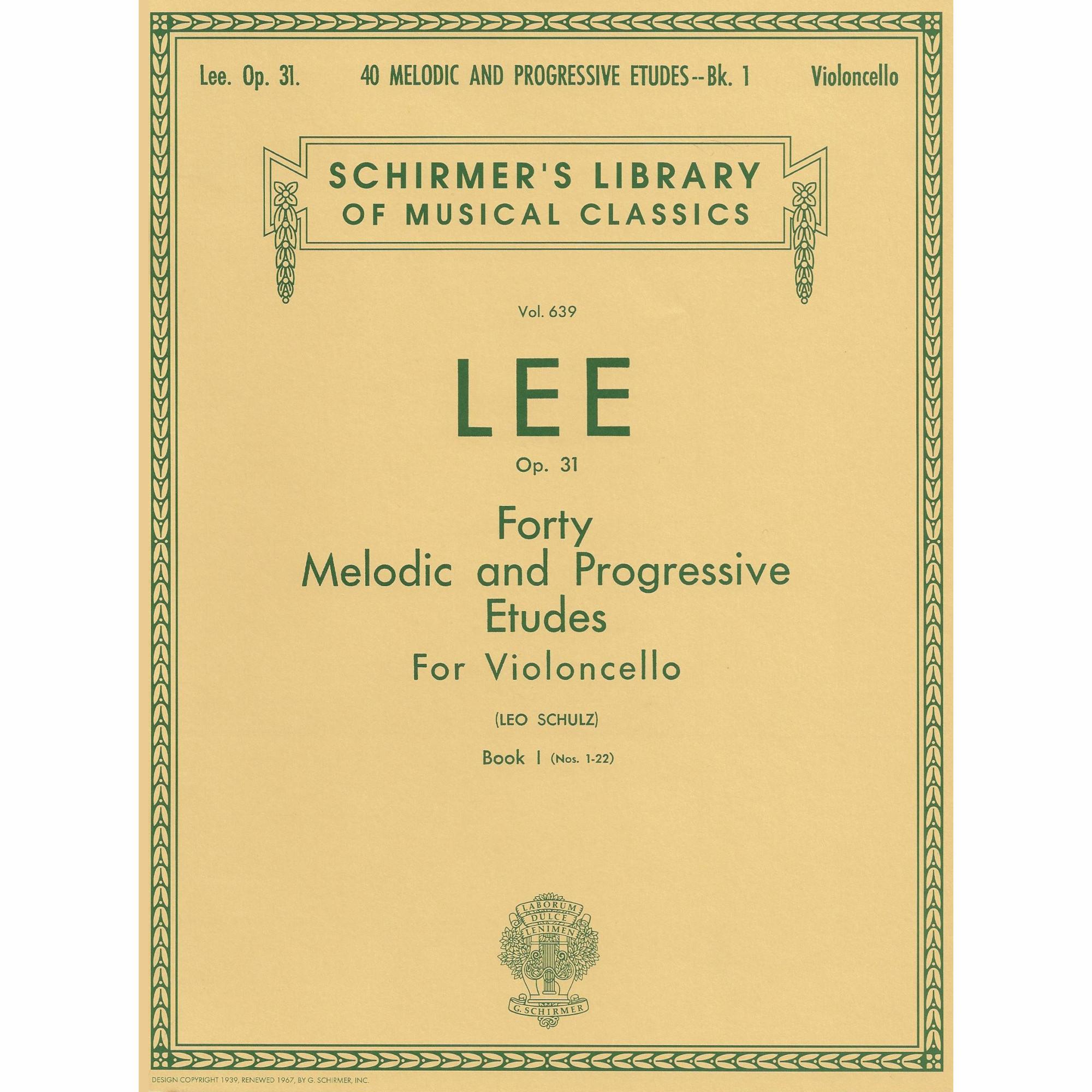 Lee -- Forty Melodic and Progressive Etudes, Op. 31, Books I-II for Cello