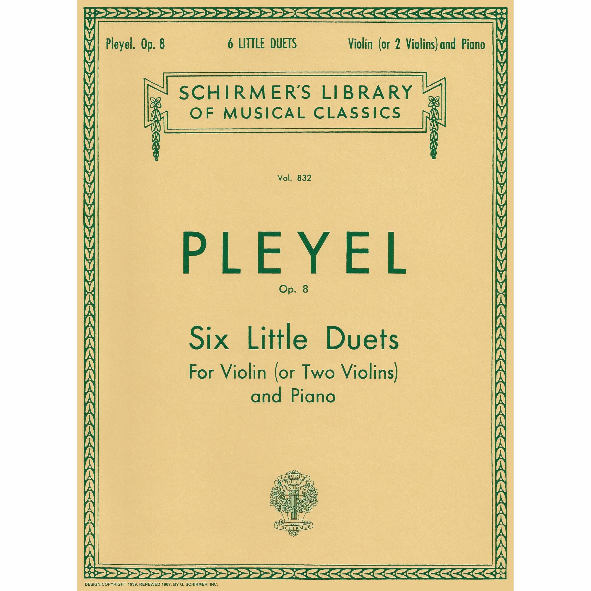 Pleyel -- Six Little Duets, Op. 8 for Violin (or Two Violins) and Piano