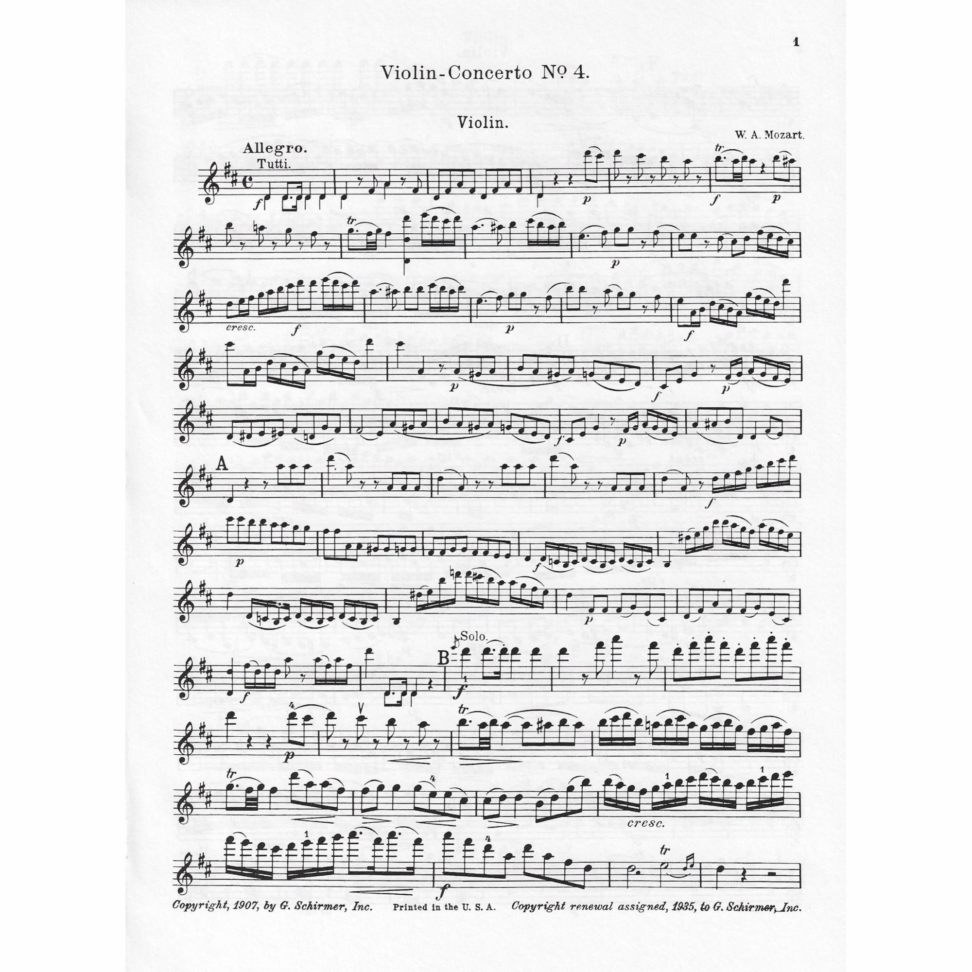 Sample: Violin Part (Pg. 1)