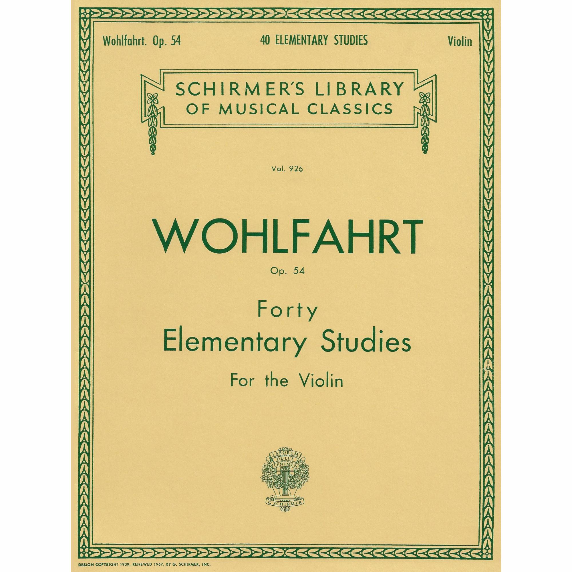 Wohlfahrt -- Forty Elementary Studies, Op. 54 for Violin