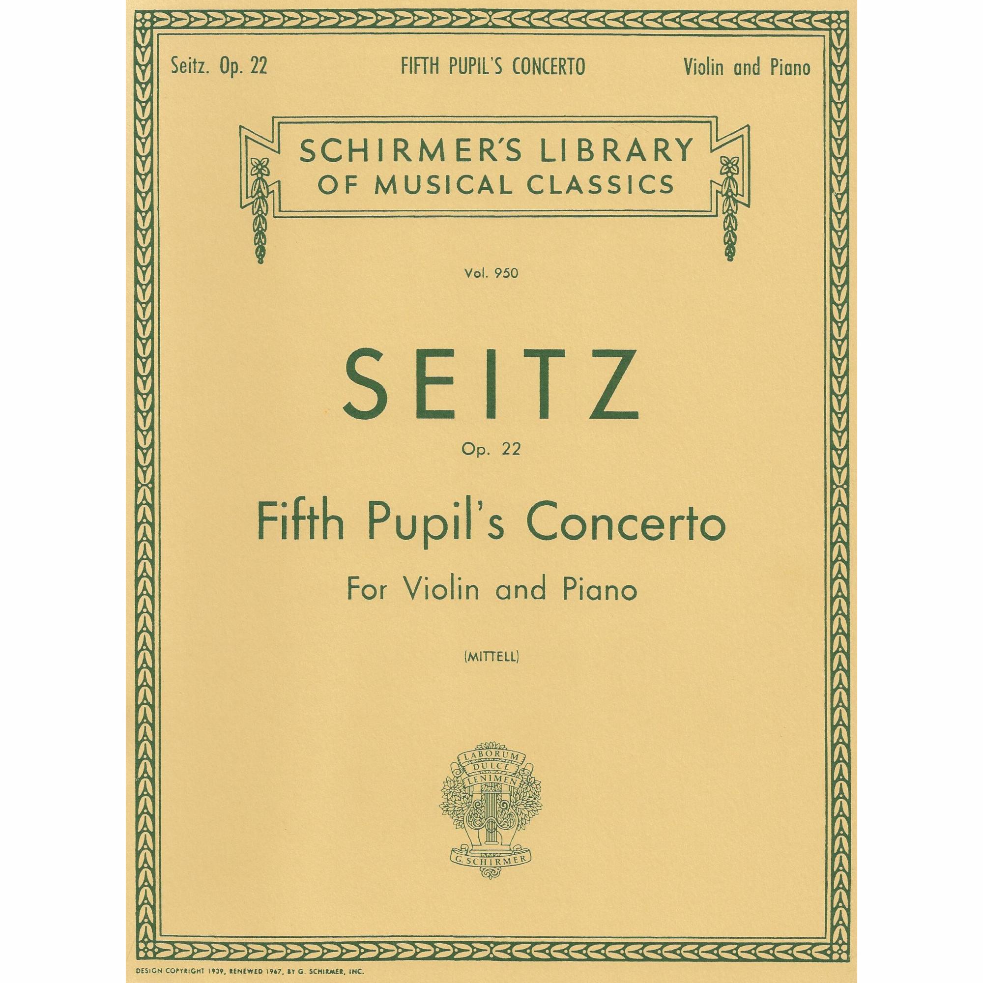 Pupil's Violin Concerto No. 5 in D Major, Op. 22