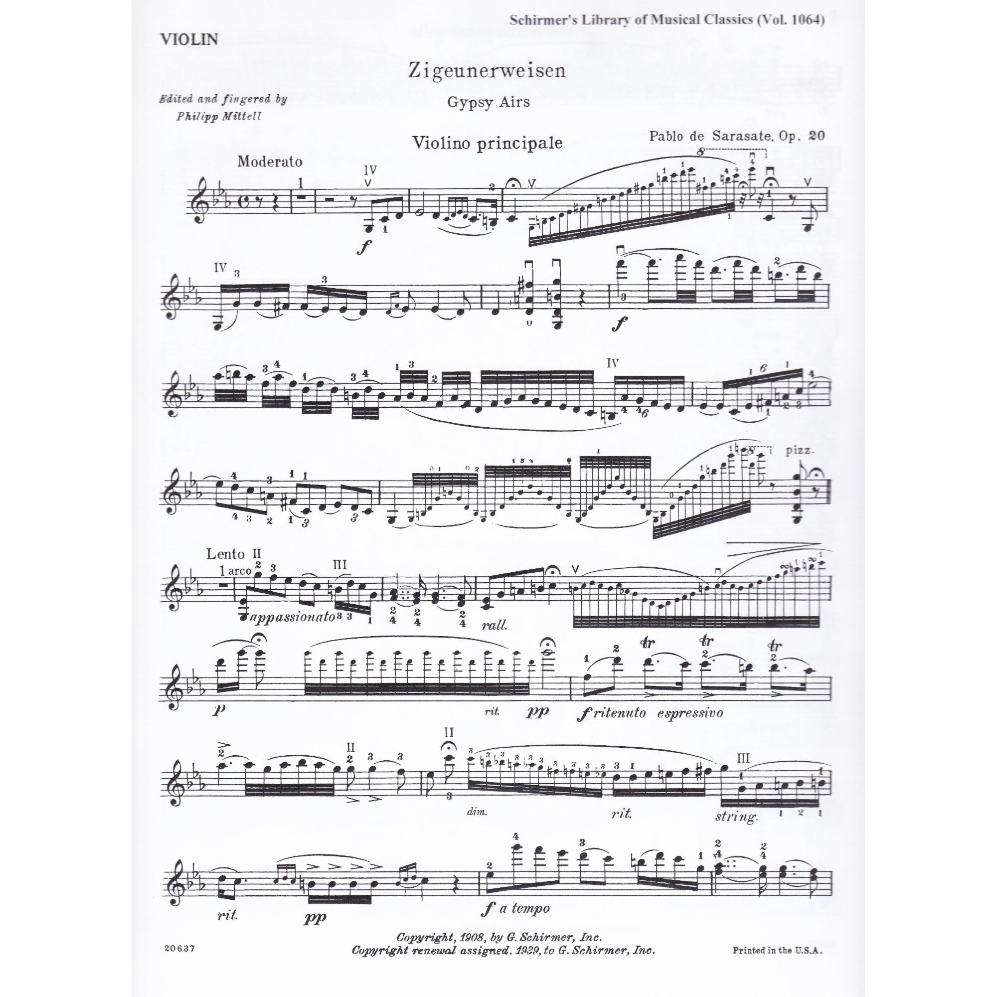 Zigeunerweisen for Violin and Piano, Op. 20