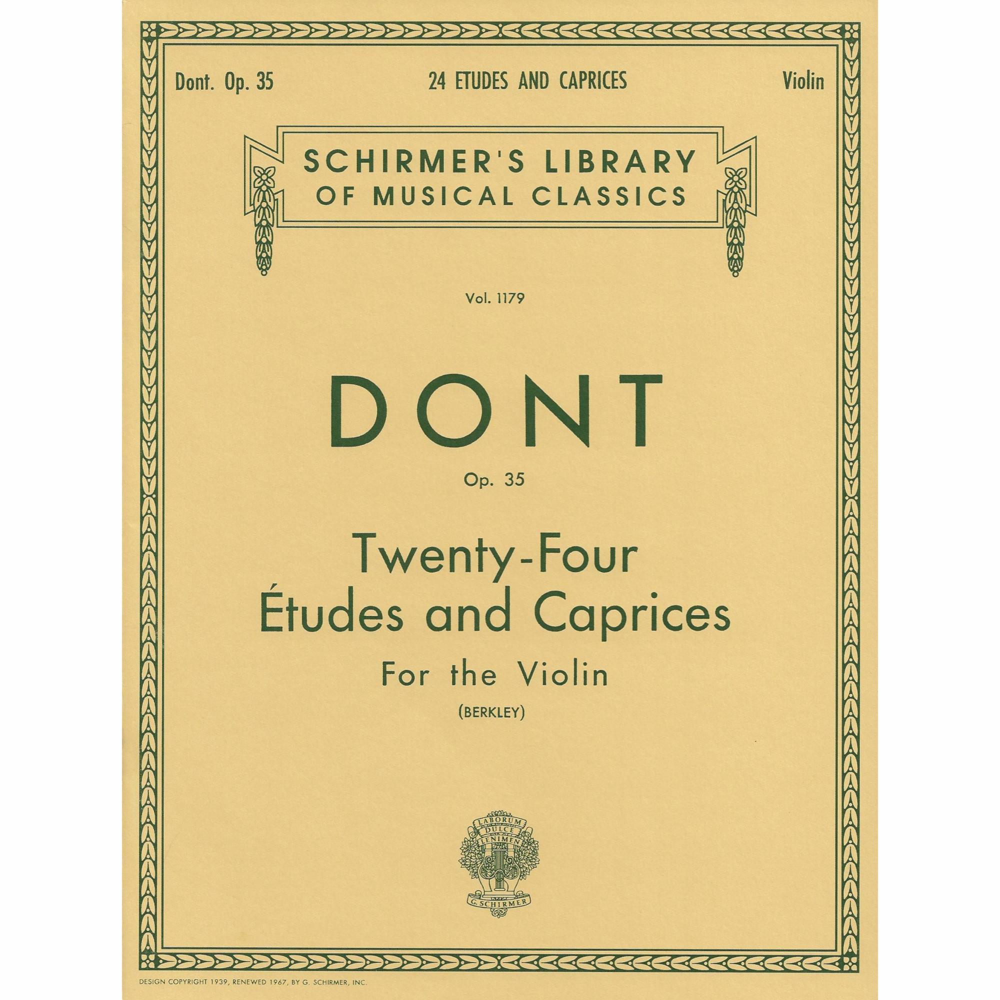 Dont -- Twenty-Four Etudes and Caprices, Op. 35 for Violin