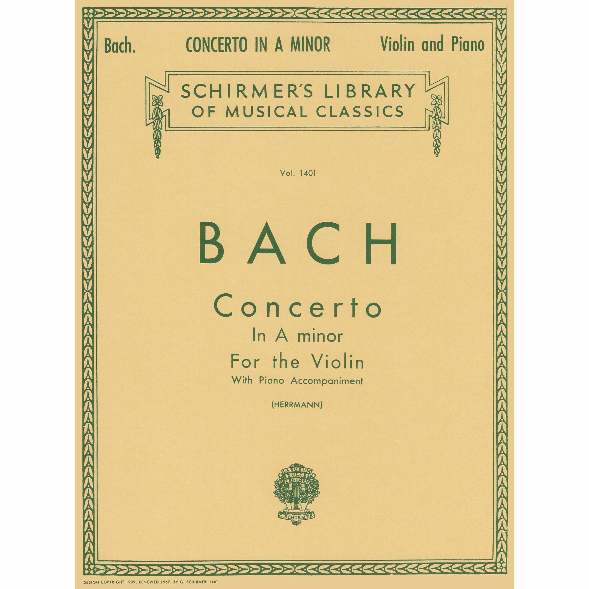 Bach -- Concerto in A Minor for Violin and Piano