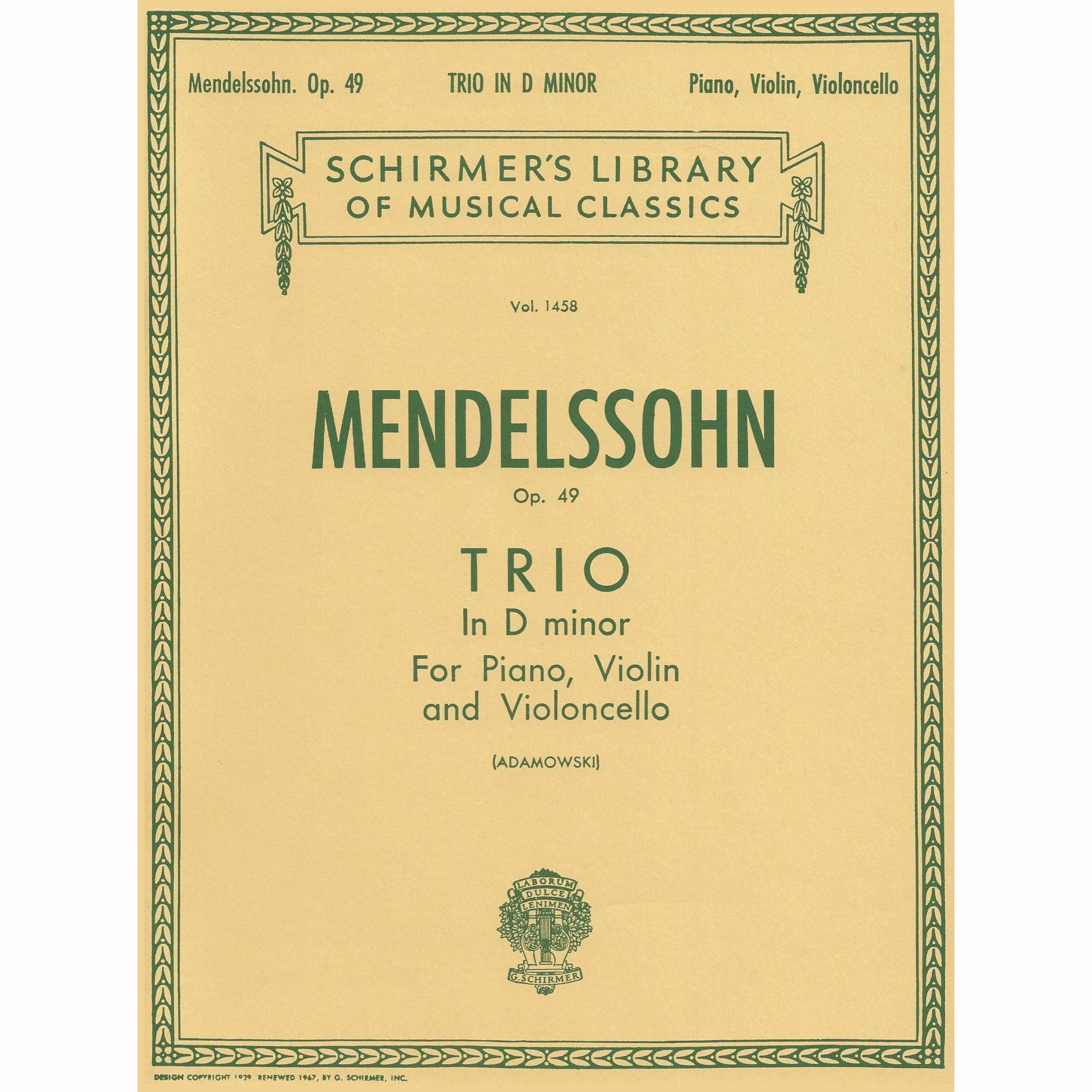 Mendelssohn -- Piano Trio in D Minor, Op. 49