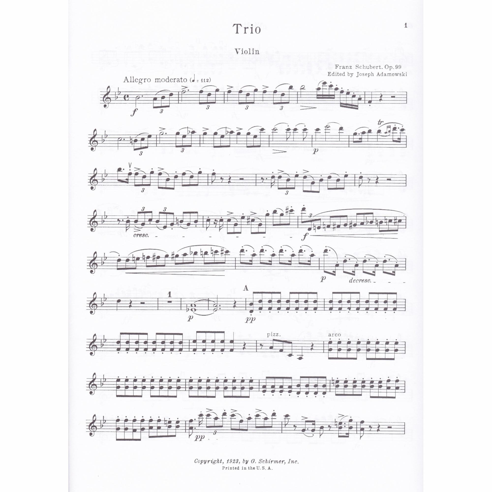 Piano Trio No. 1 in B-Flat Major, D. 898