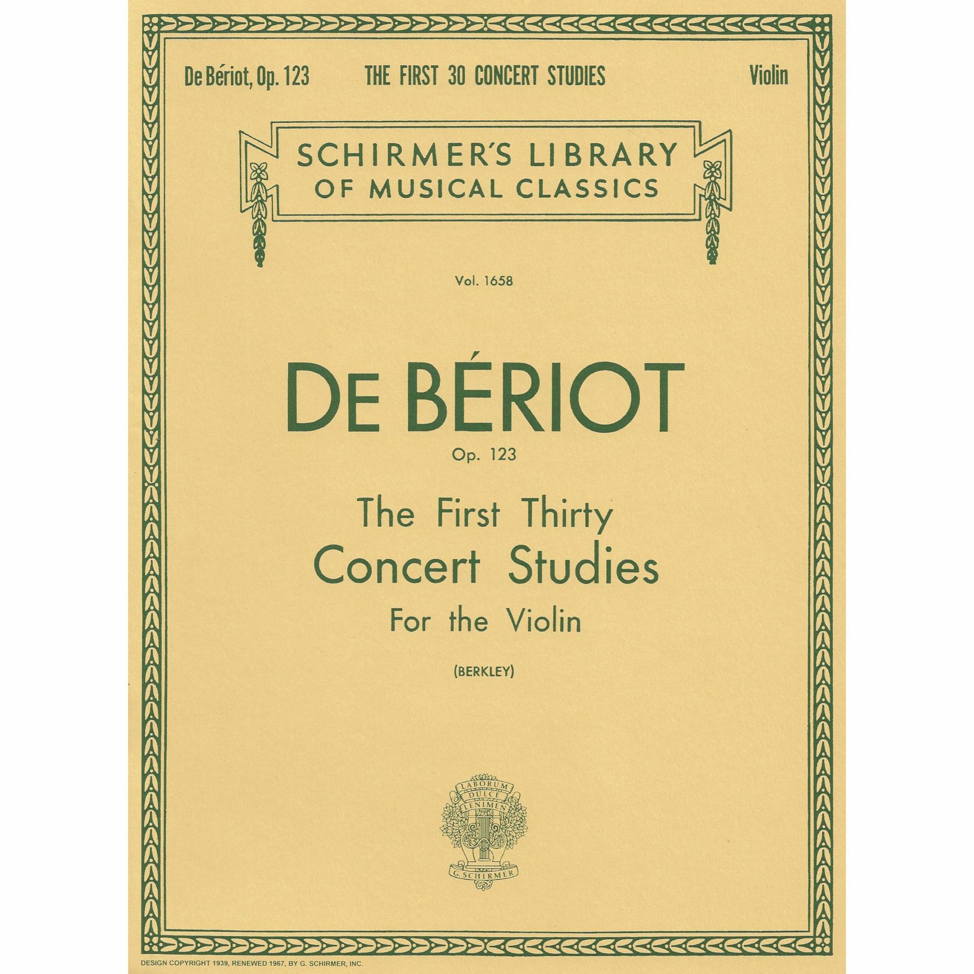 Beriot -- The First Thirty Concert Studies, from Op. 123 for Violin