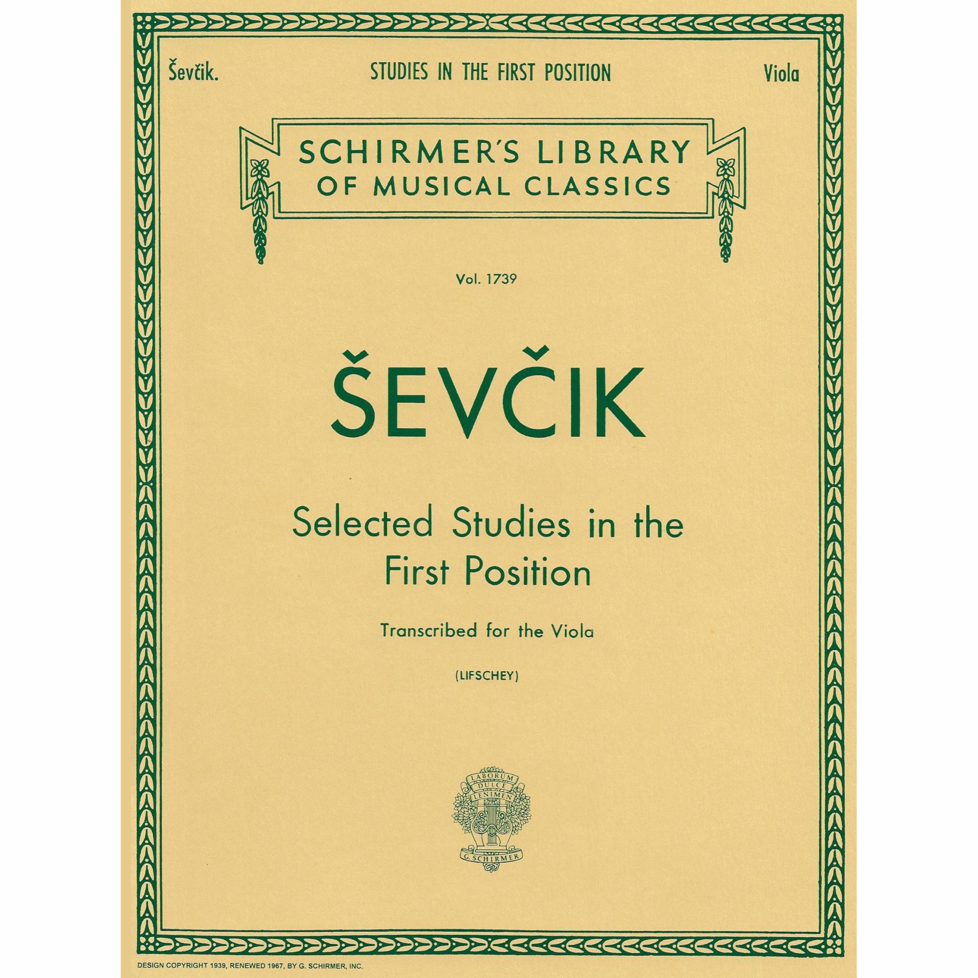 Sevcik -- Selected Studies in the First Position for Viola