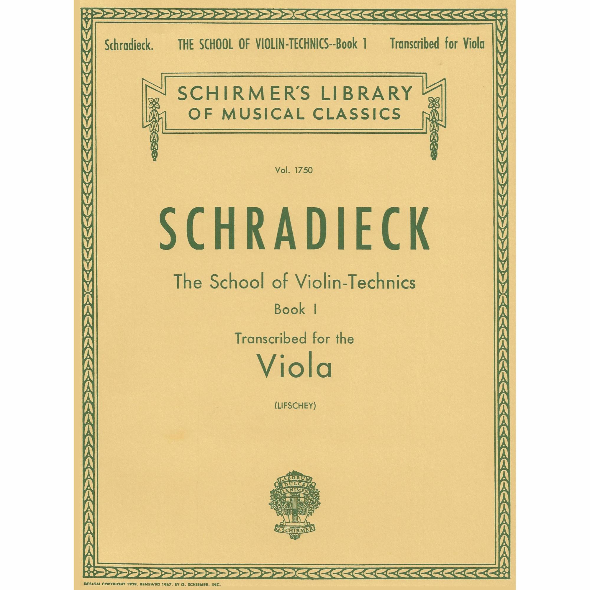 Schradieck -- The School of Violin-Technics, Book 1 for Viola