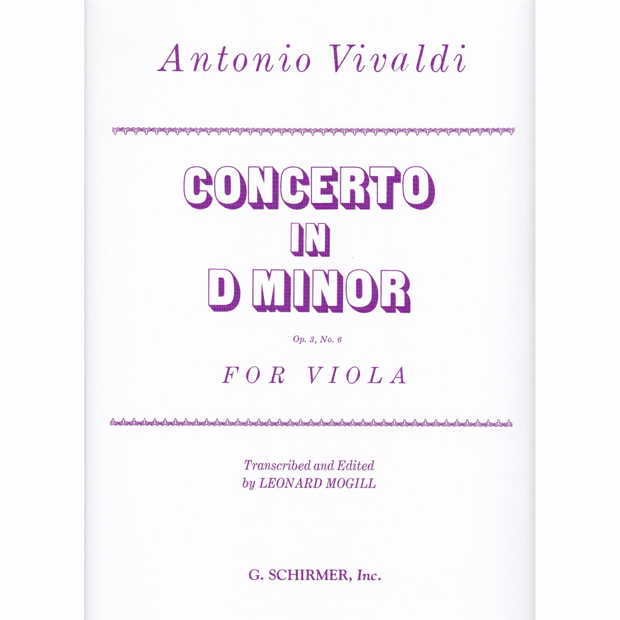 Viola Concerto in D Minor, Op. 3, No. 6