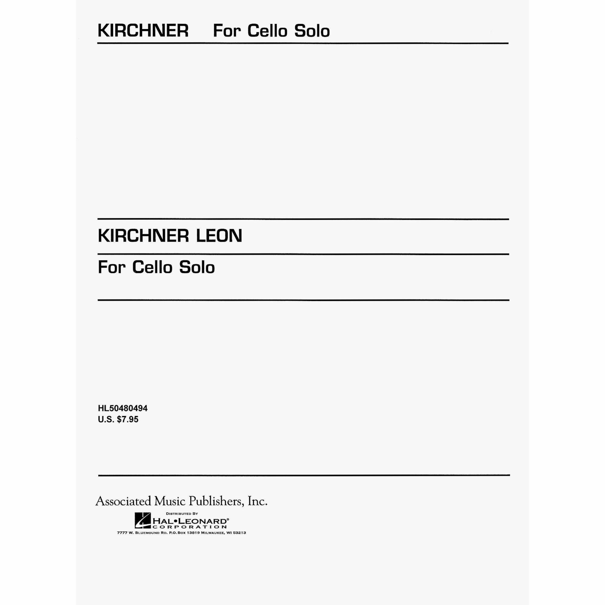 Kirchner -- For Cello Solo
