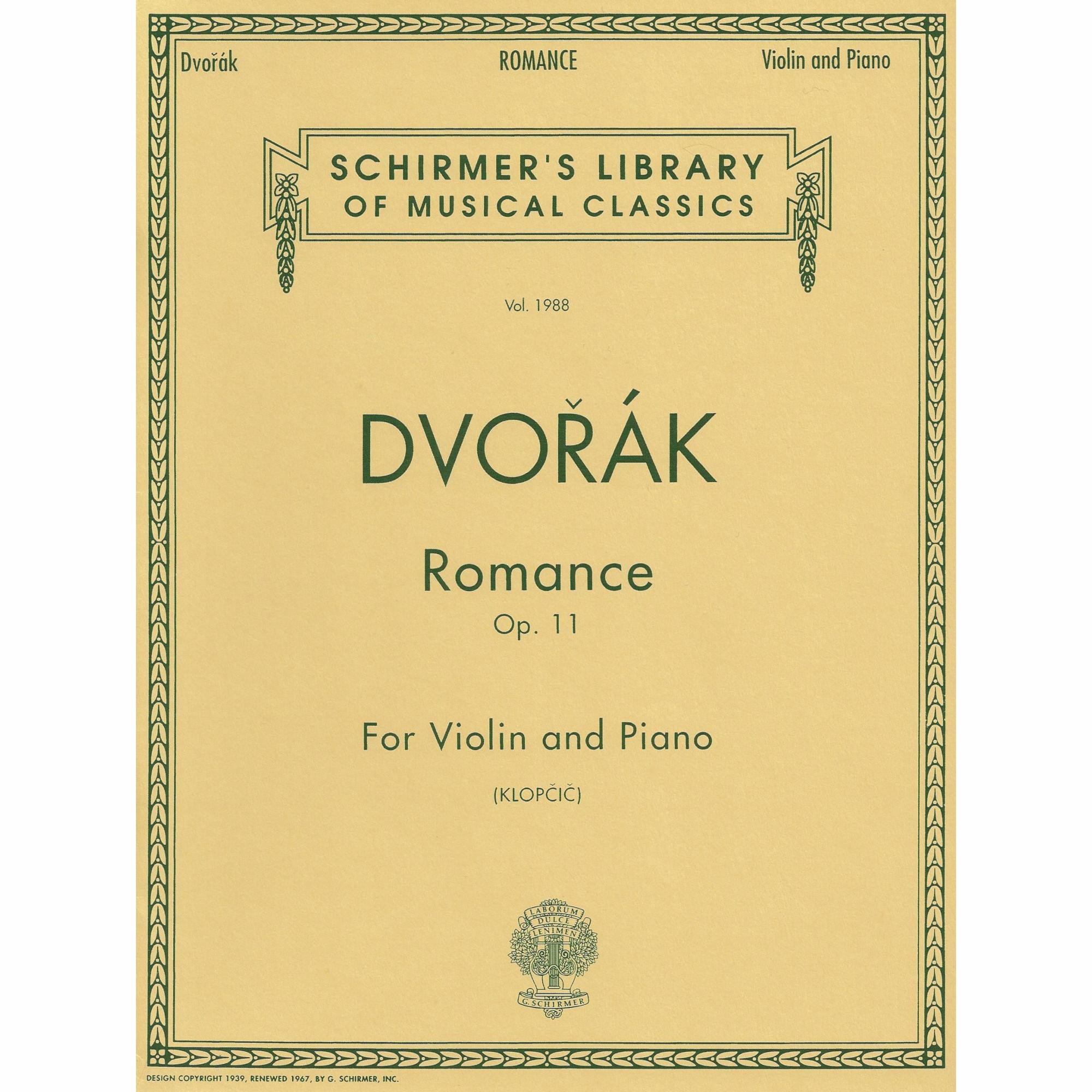 Dvorak -- Romance, Op. 11 for Violin and Piano