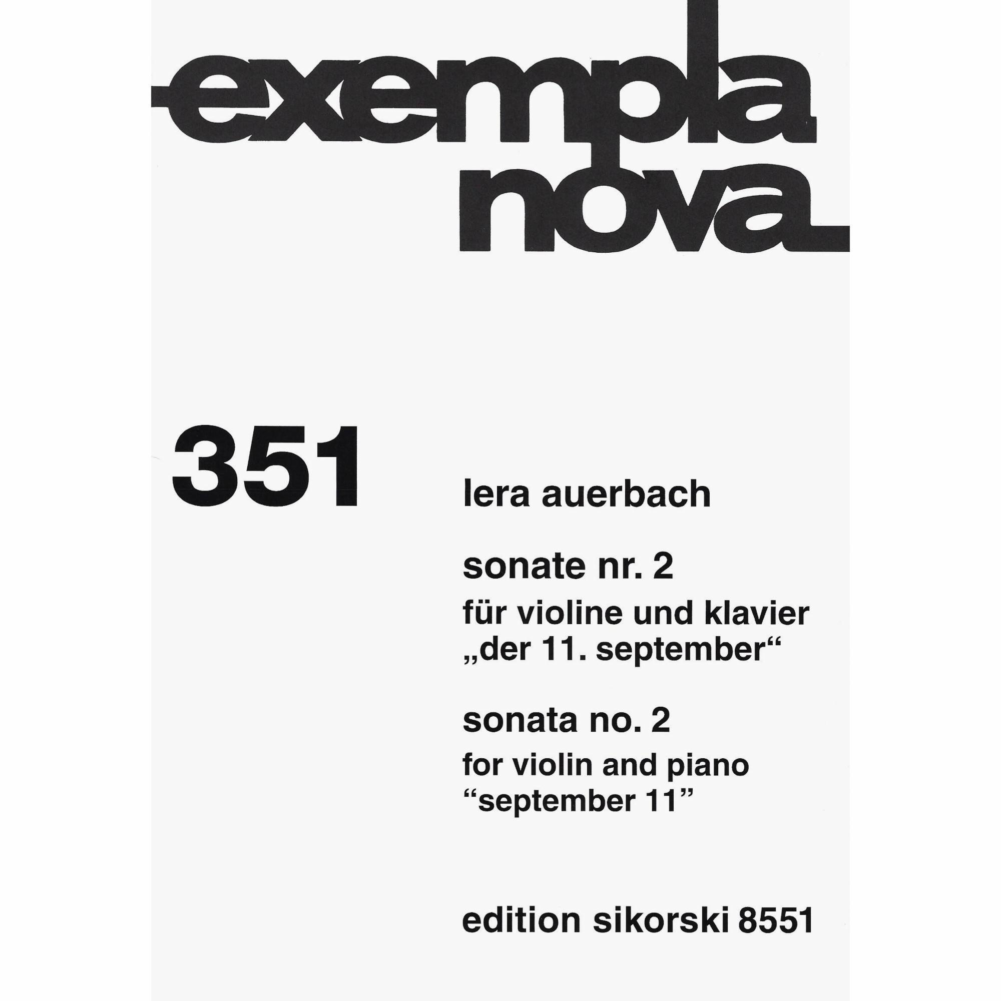 Auerbach -- Sonata No. 2 (September 11th) for Violin and Piano