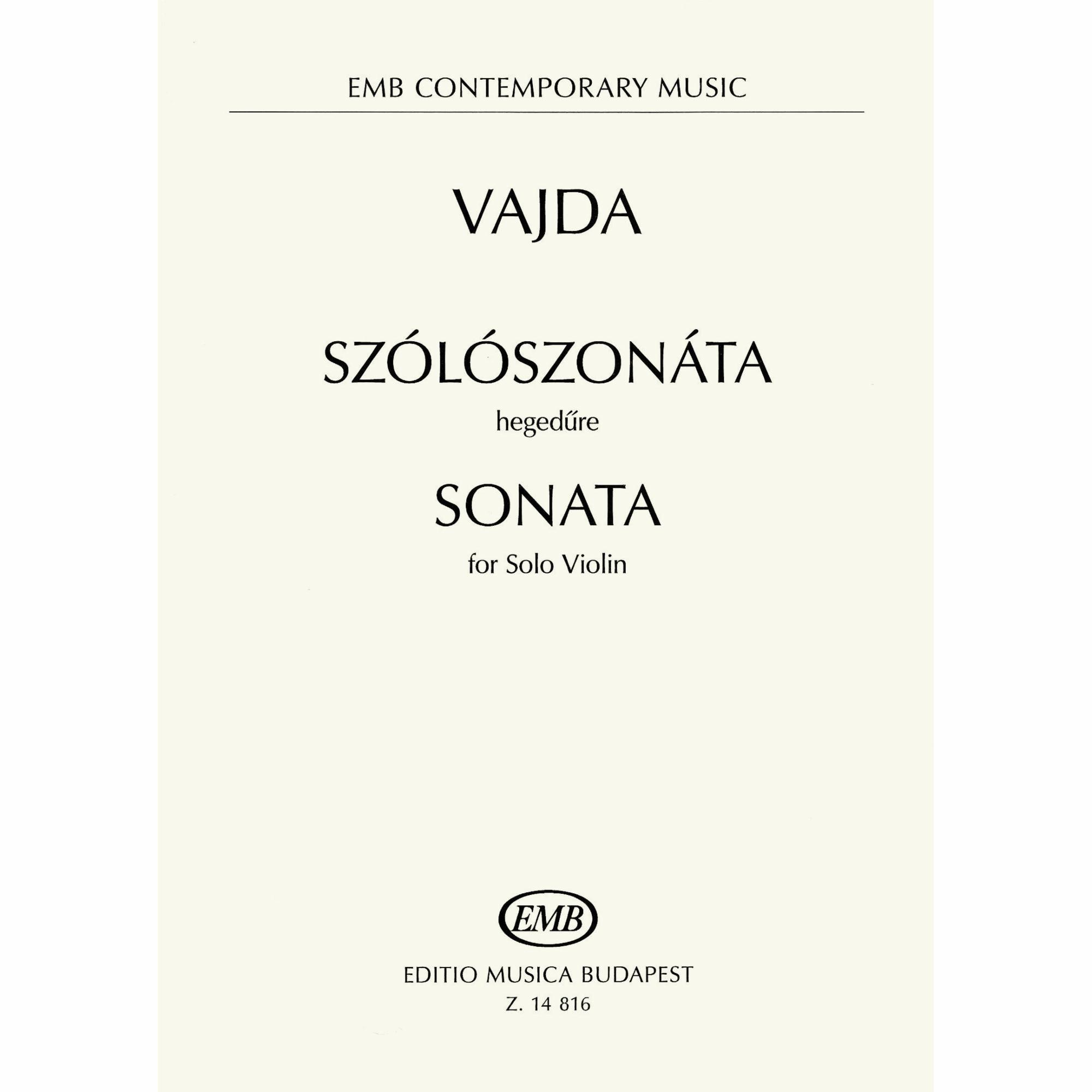 Vajda -- Sonata for Solo Violin, Viola, or Cello