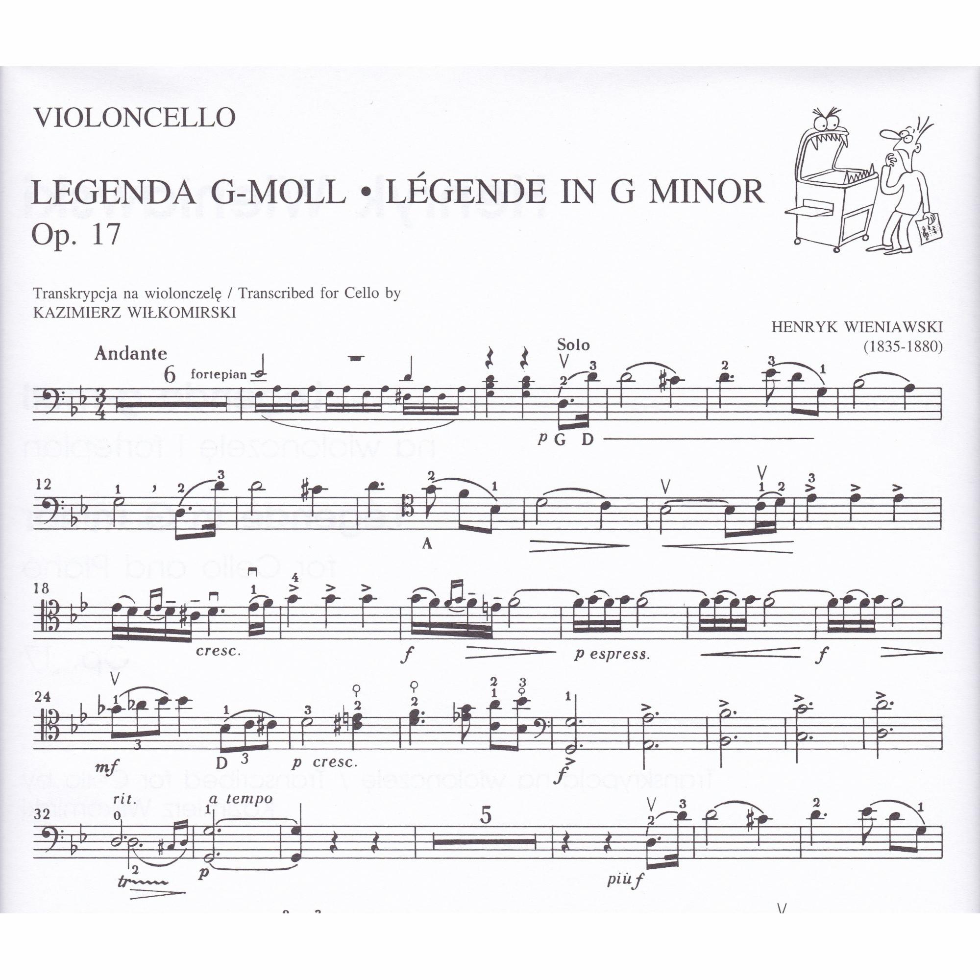 Legende in G Minor for Cello and Piano, Op. 17