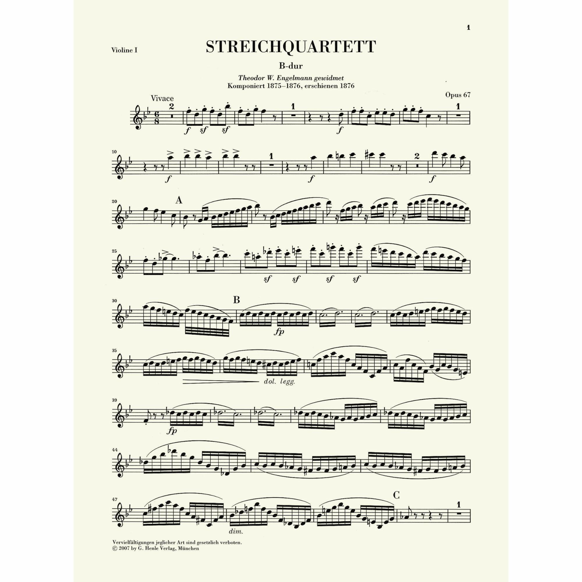 Sample: Violin I (Pg. 1)