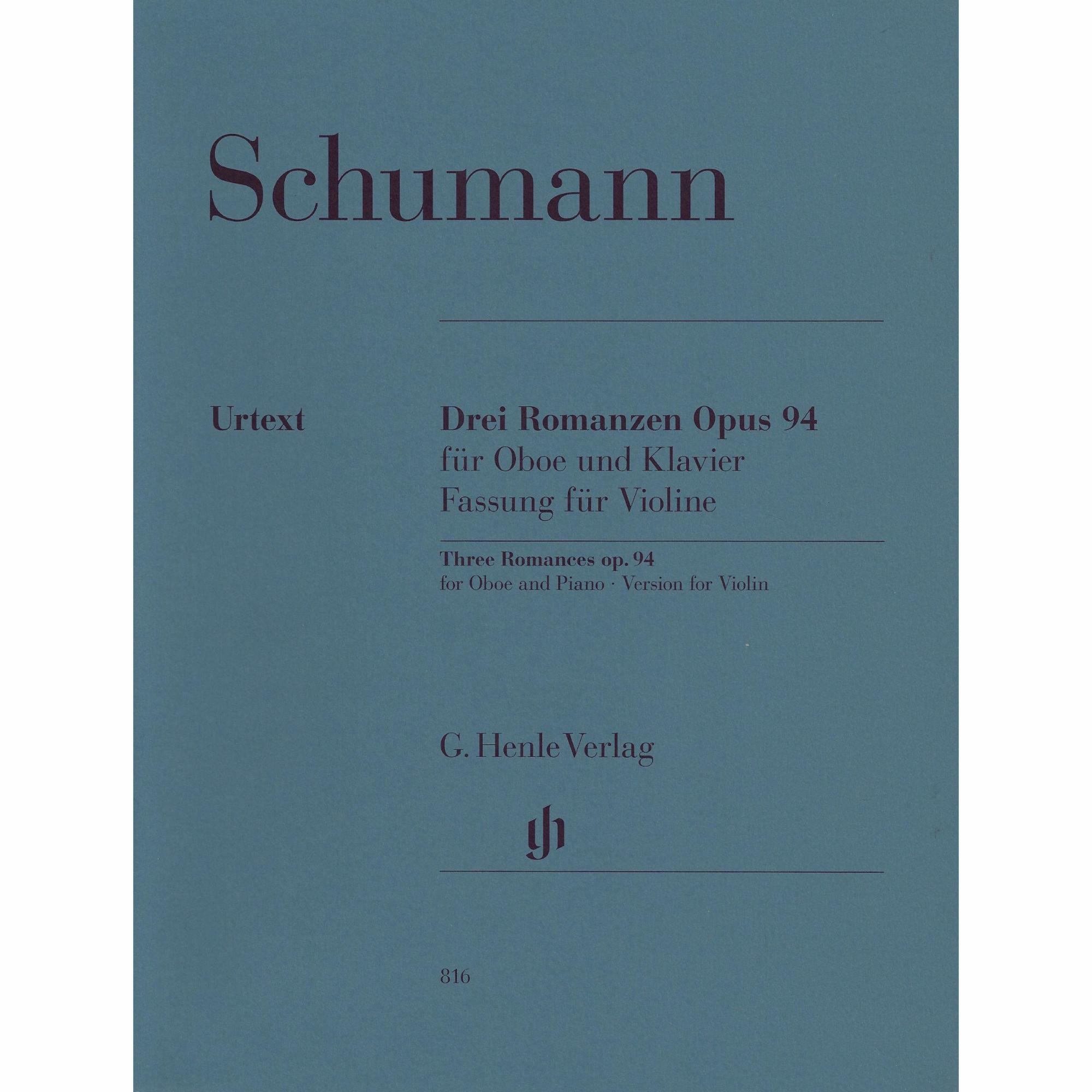 Schumann -- Three Romances, Op. 94 for Violin and Piano