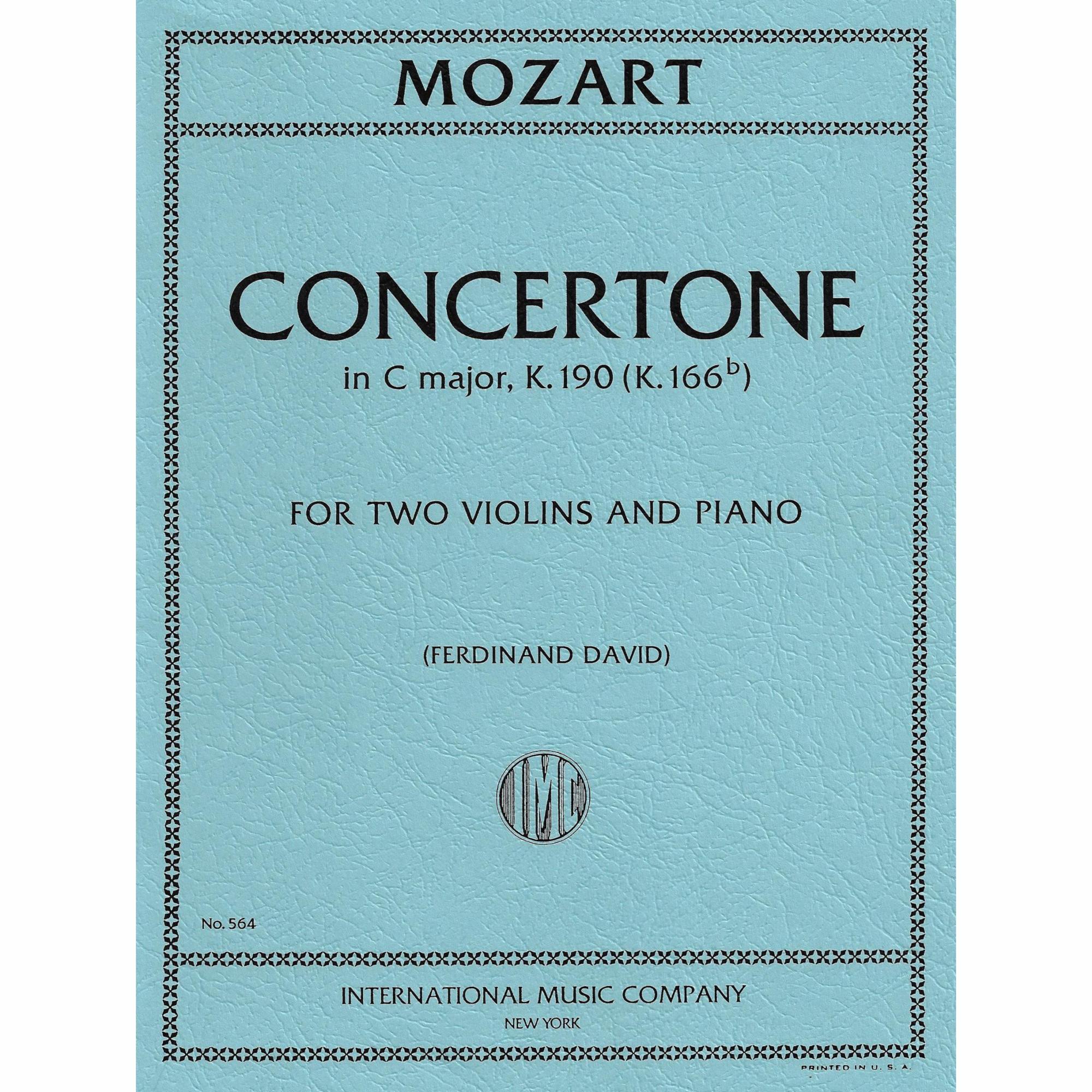 Mozart -- Concertone in C Major, K. 190 for Two Violins and Piano