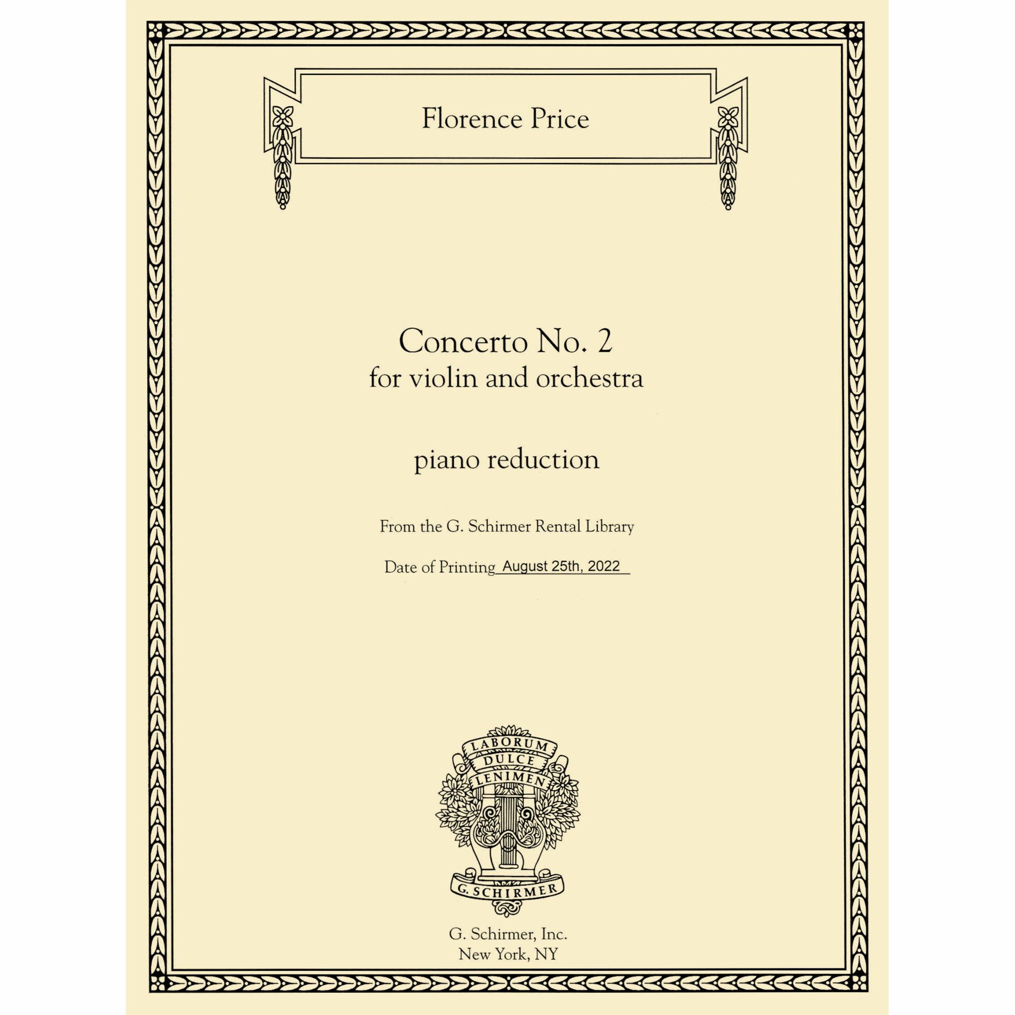 Price -- Concerto No. 2 for Violin and Piano
