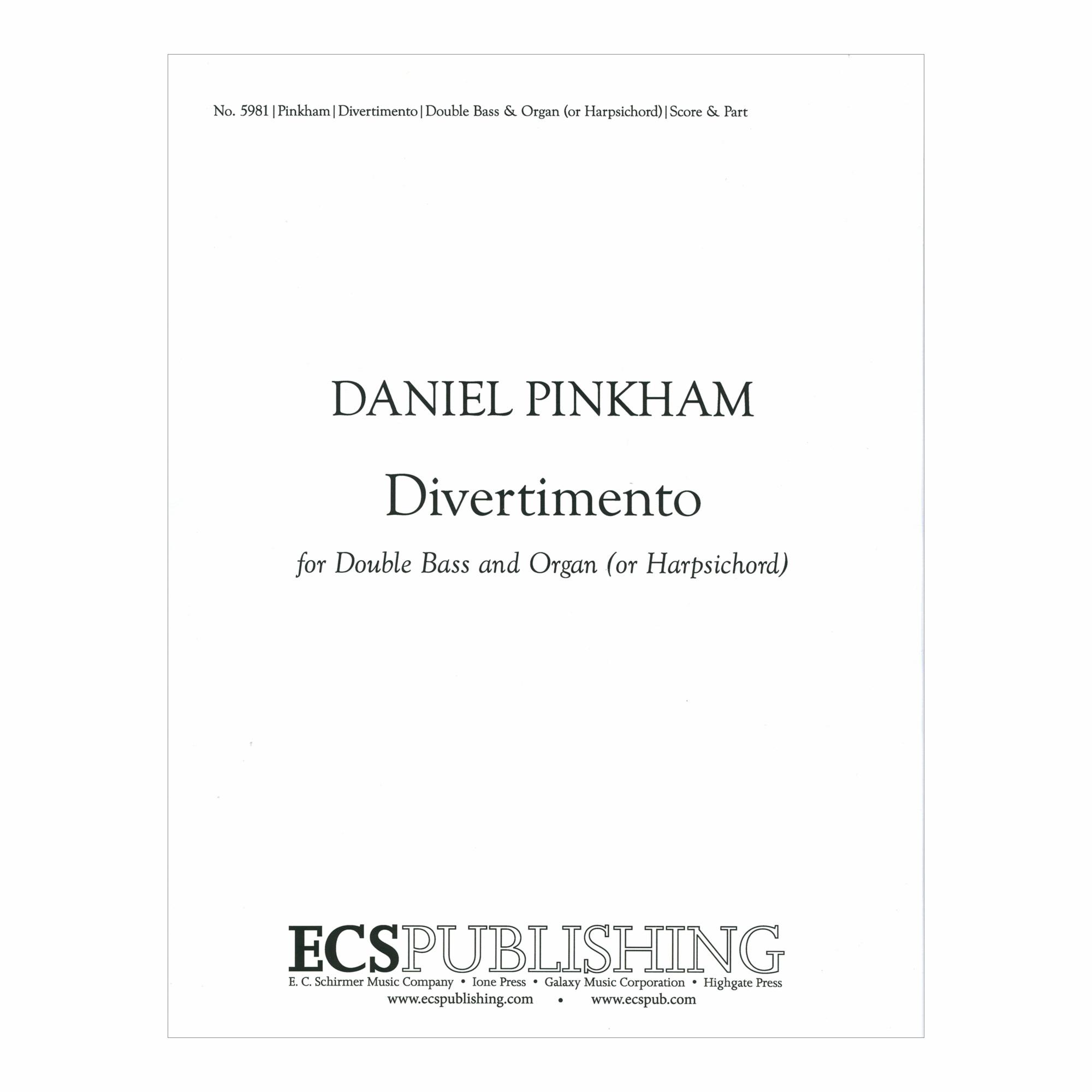 Divertimento for Double Bass and Organ (or Harpsichord)
