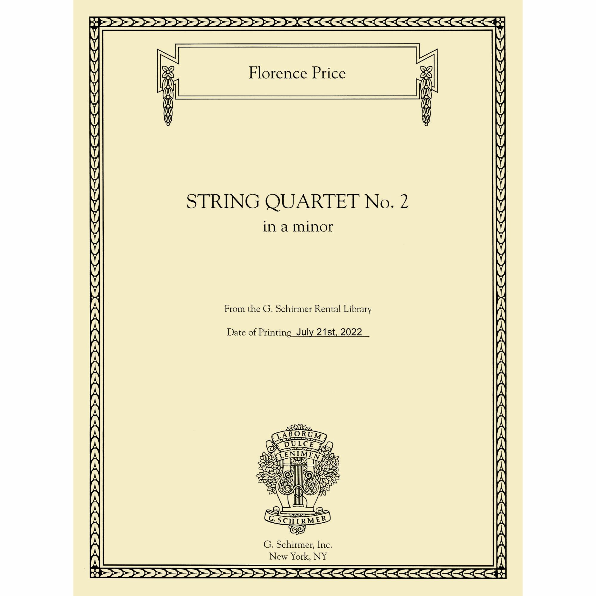 Price -- String Quartet No. 2 in A Minor