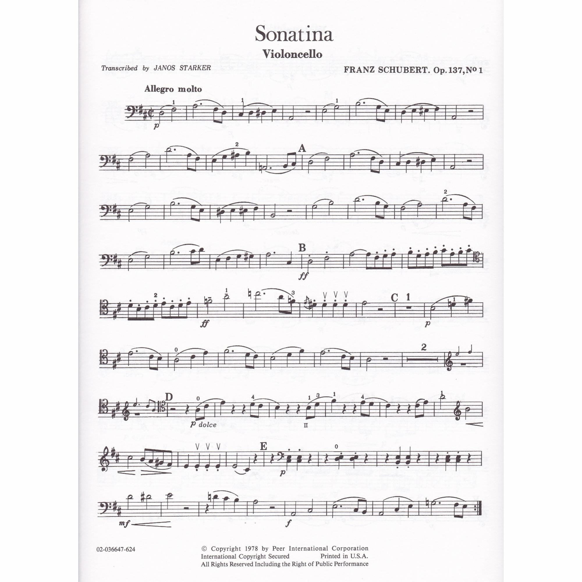 Cello Sonatina in D Major, D. 384