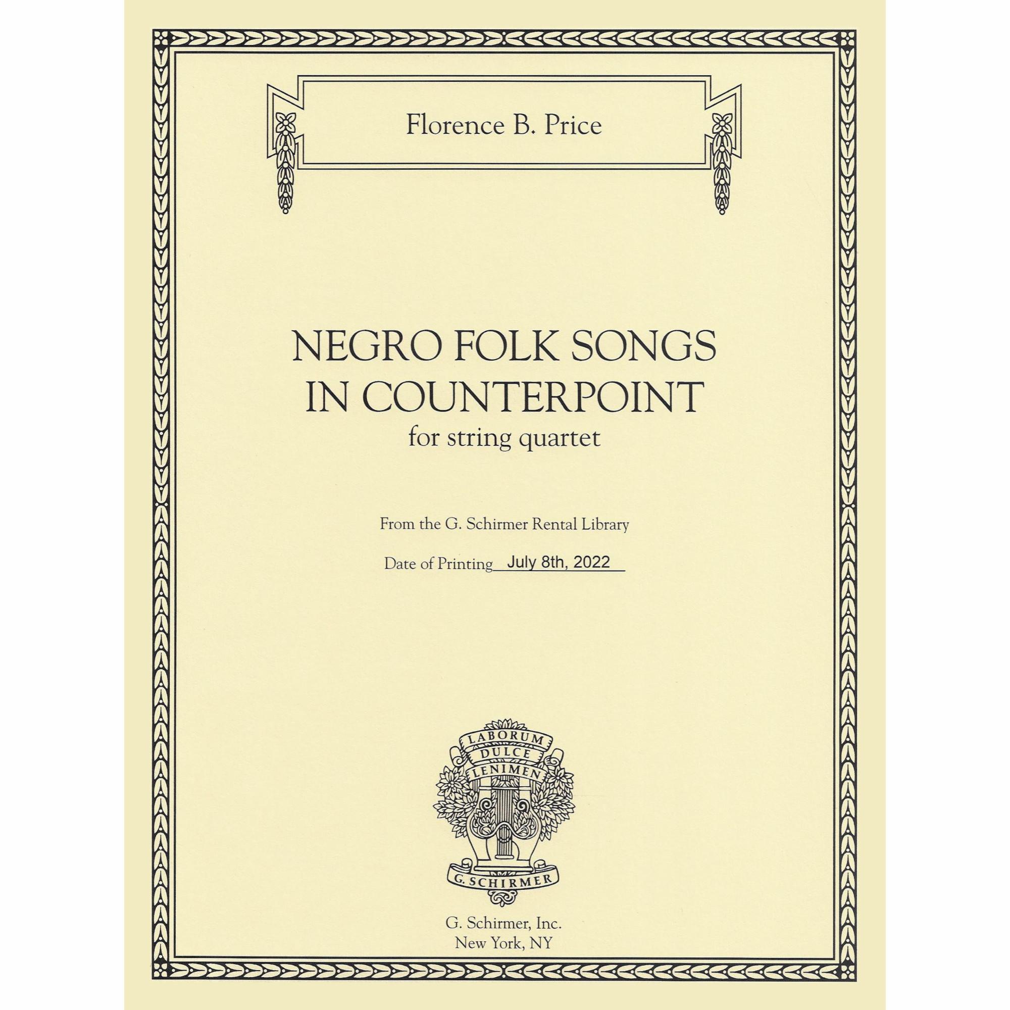 Price -- Negro Folk Songs in Counterpoint