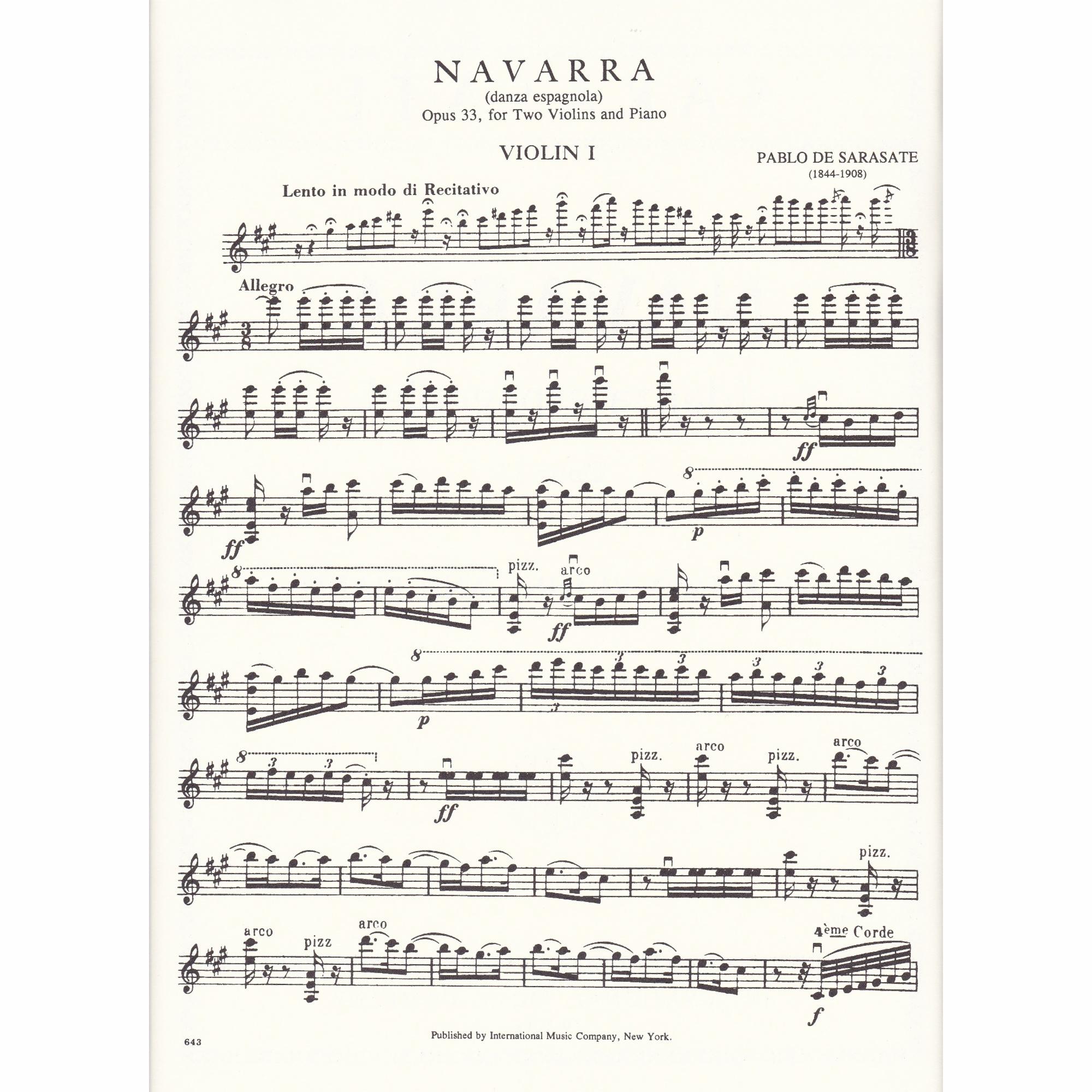 Navarra for Two Violins and Piano, Op. 33