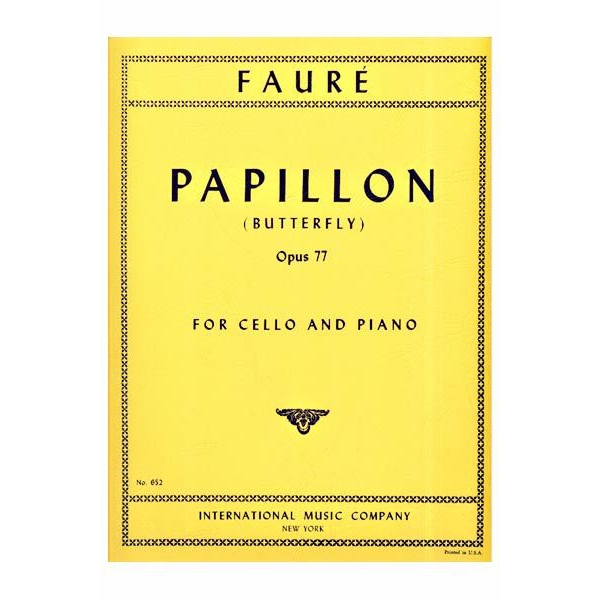 Papillon (Butterfly) Op. 77 for Cello and Piano