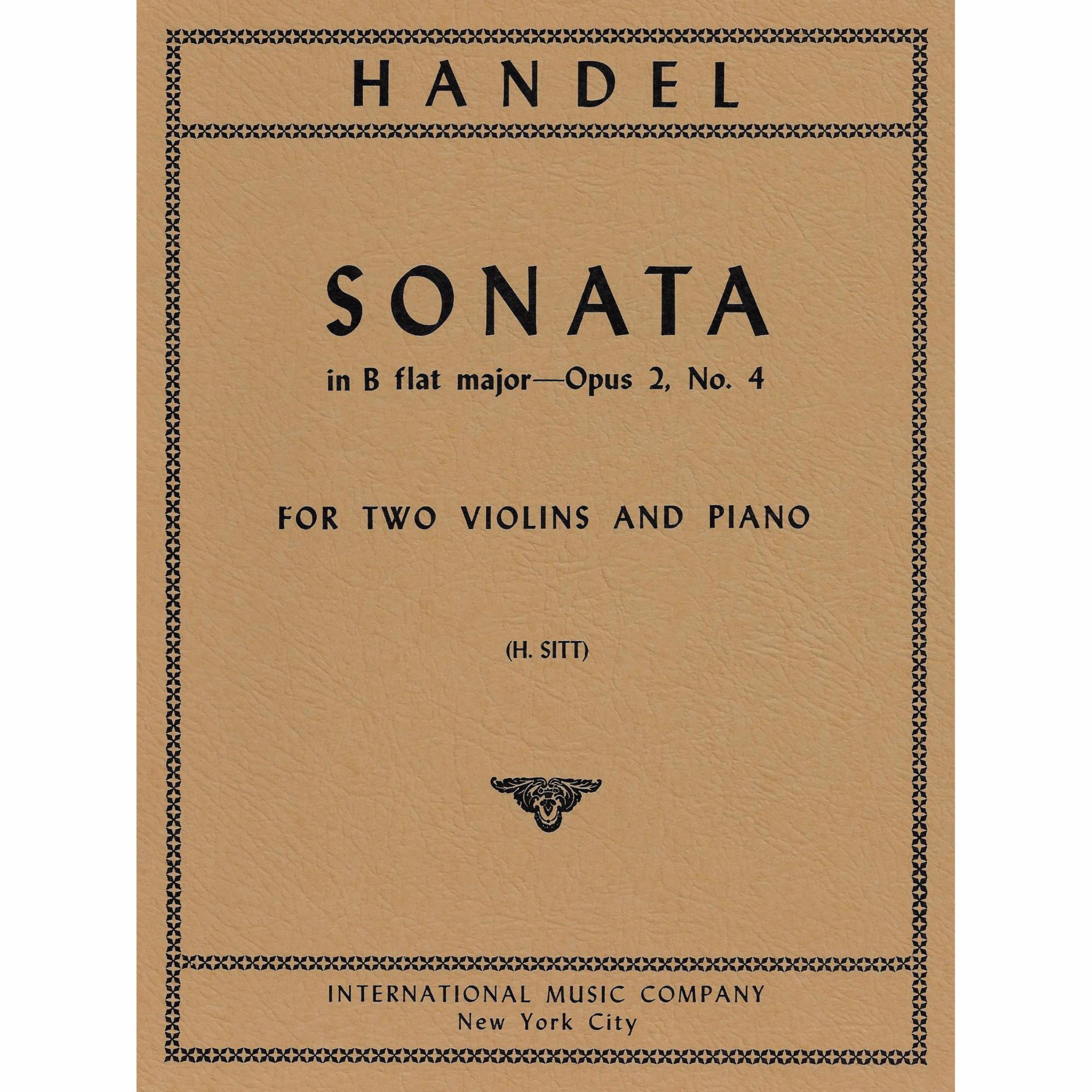 Handel -- Sonata in B-flat Major, Op. 2, No. 4 for Two Violins and Piano
