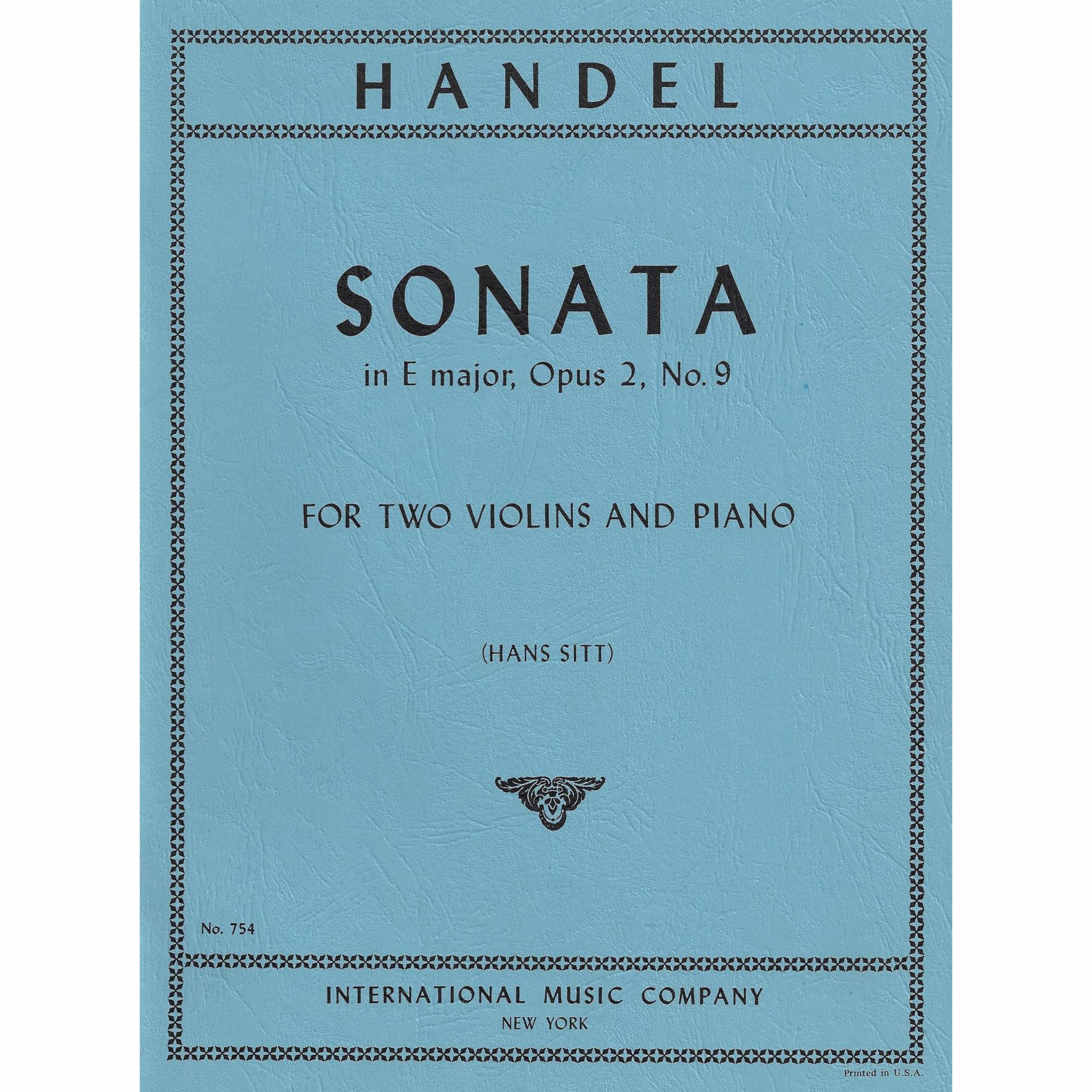 Handel -- Sonata in E Major, Op. 2, No. 9 for Two Violins and Piano