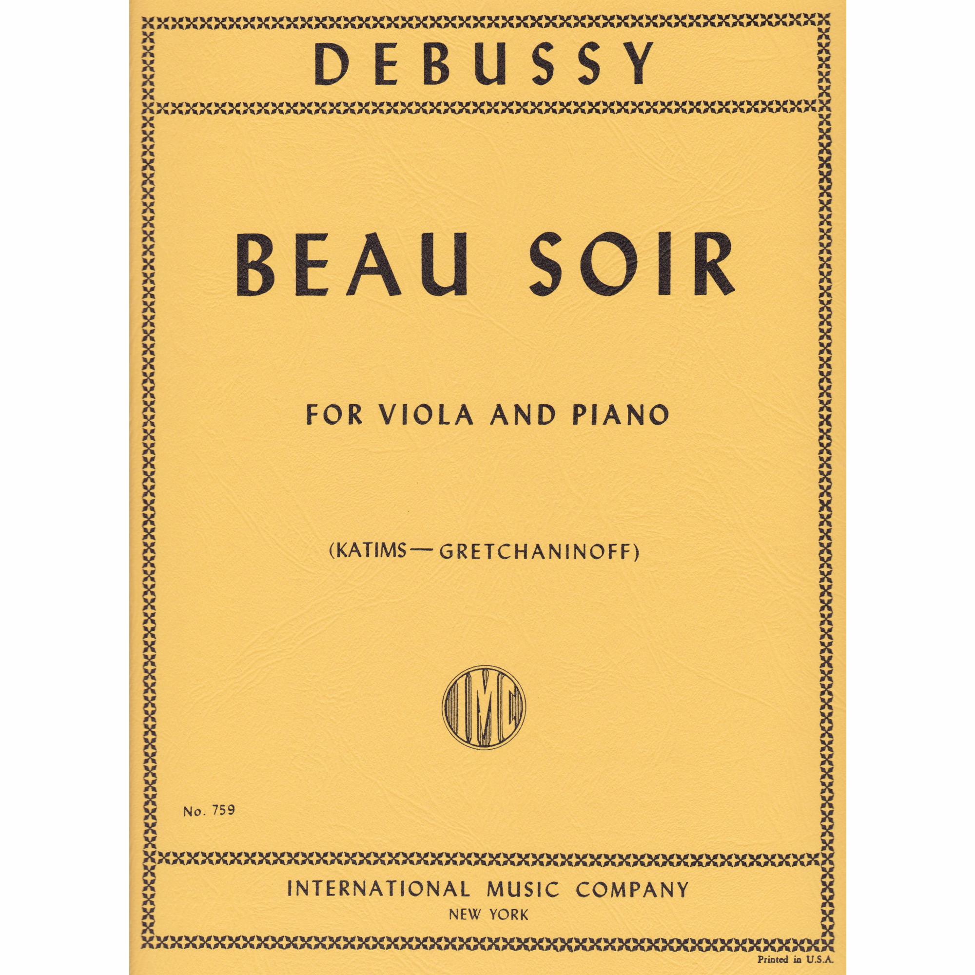 Beau Soir for Viola and Piano