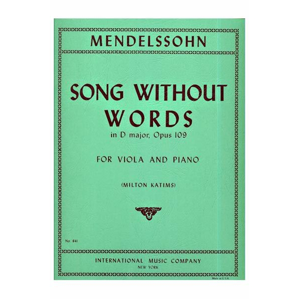 Song Without Words in D Major, Op. 109 for Viola and Piano