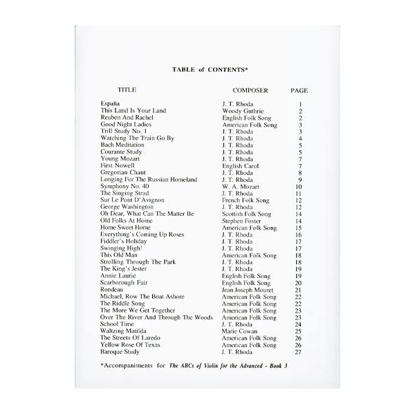 Table Of Contents