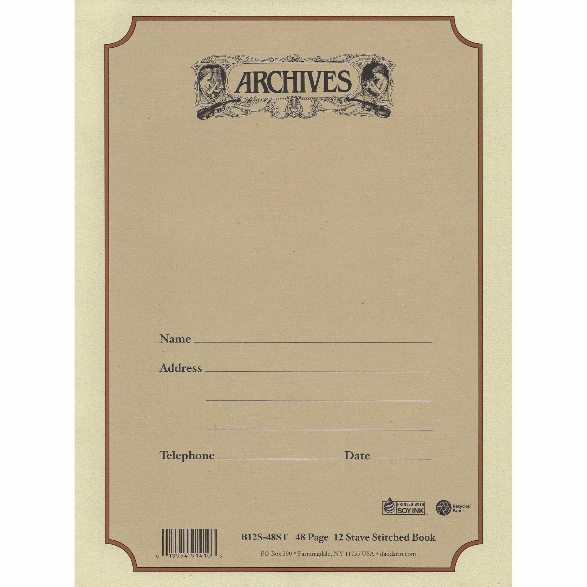 Archives Stitched Book Manuscript Paper (48 Pages, 12 Staves)