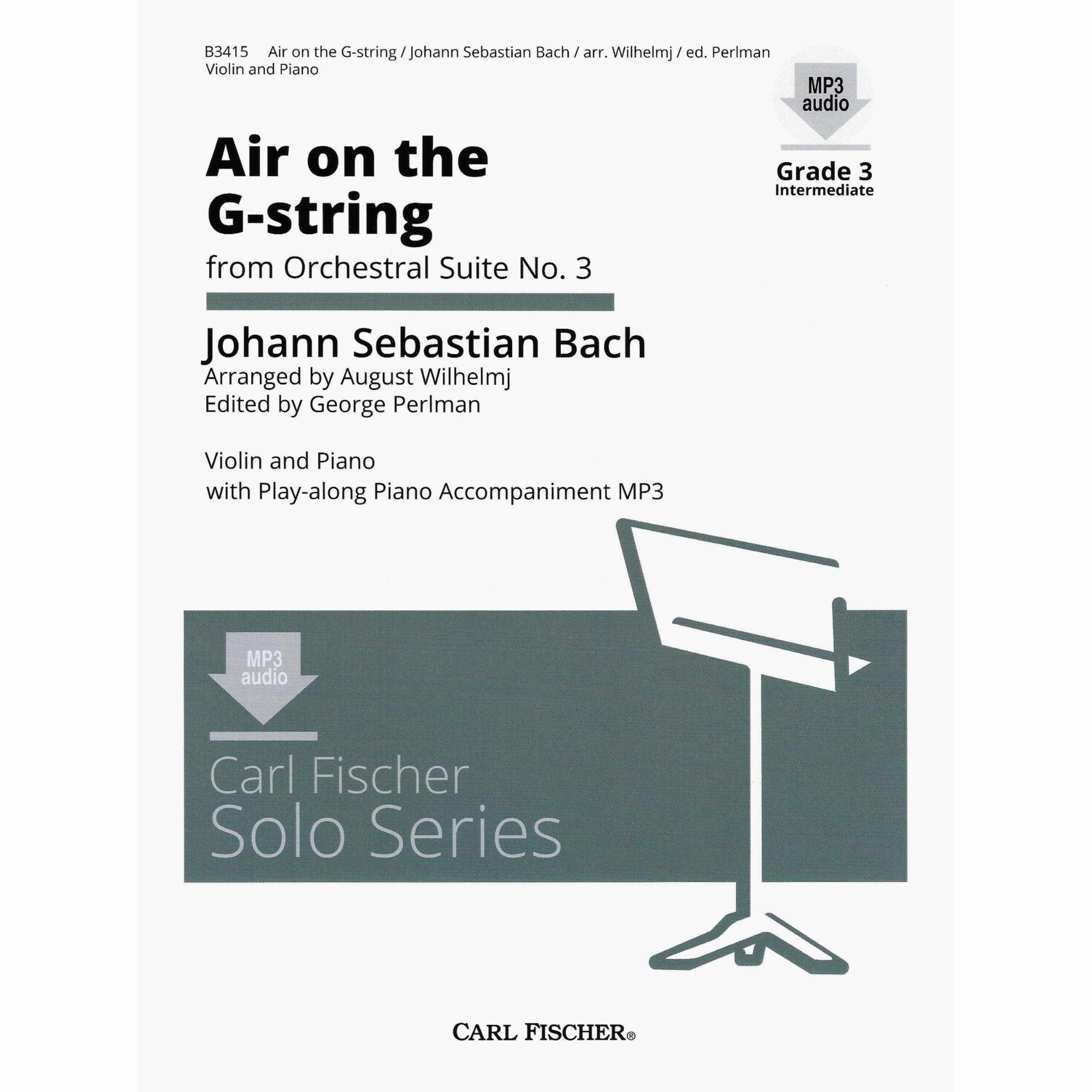 Bach -- Air on the G-string, from Orchestral Suite, No. 3 for Violin and Piano
