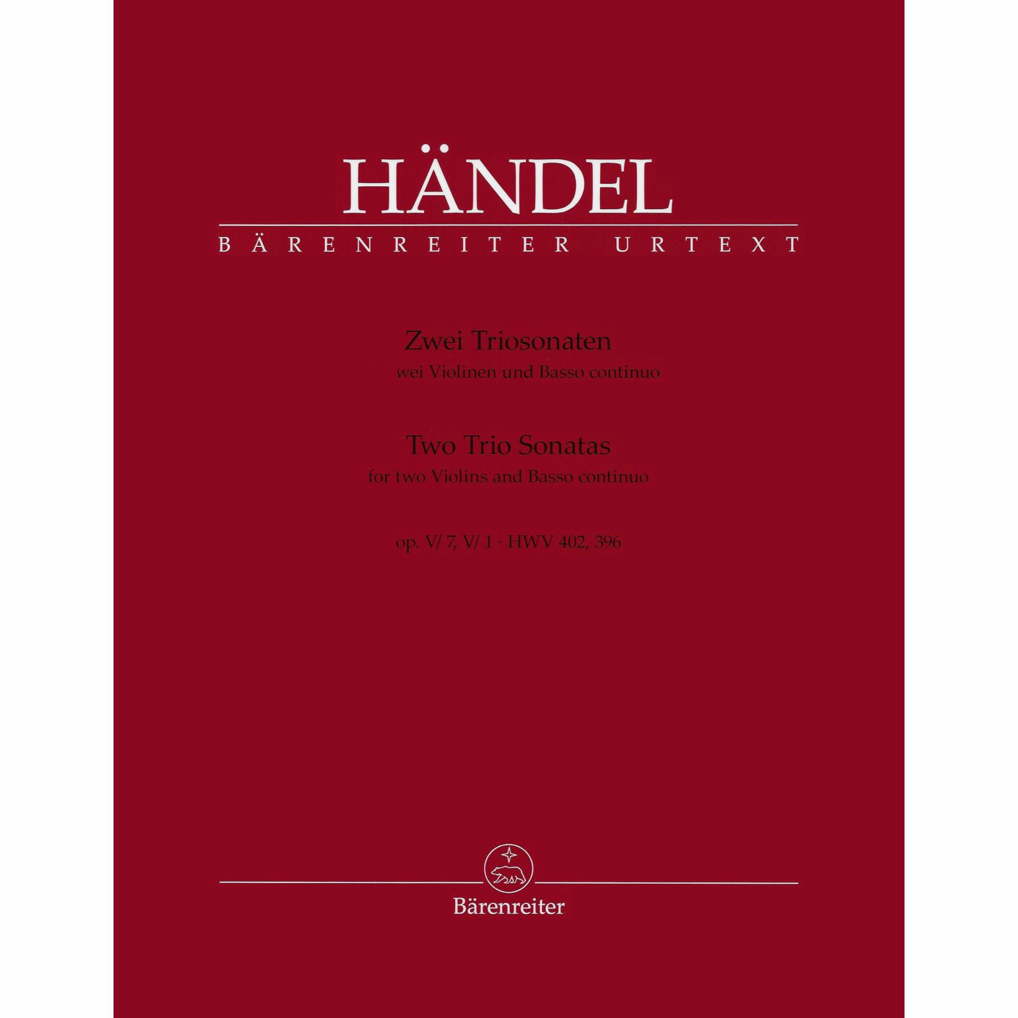 Handel -- Two Trio Sonatas, Op. V, Nos. 7 & 1 for