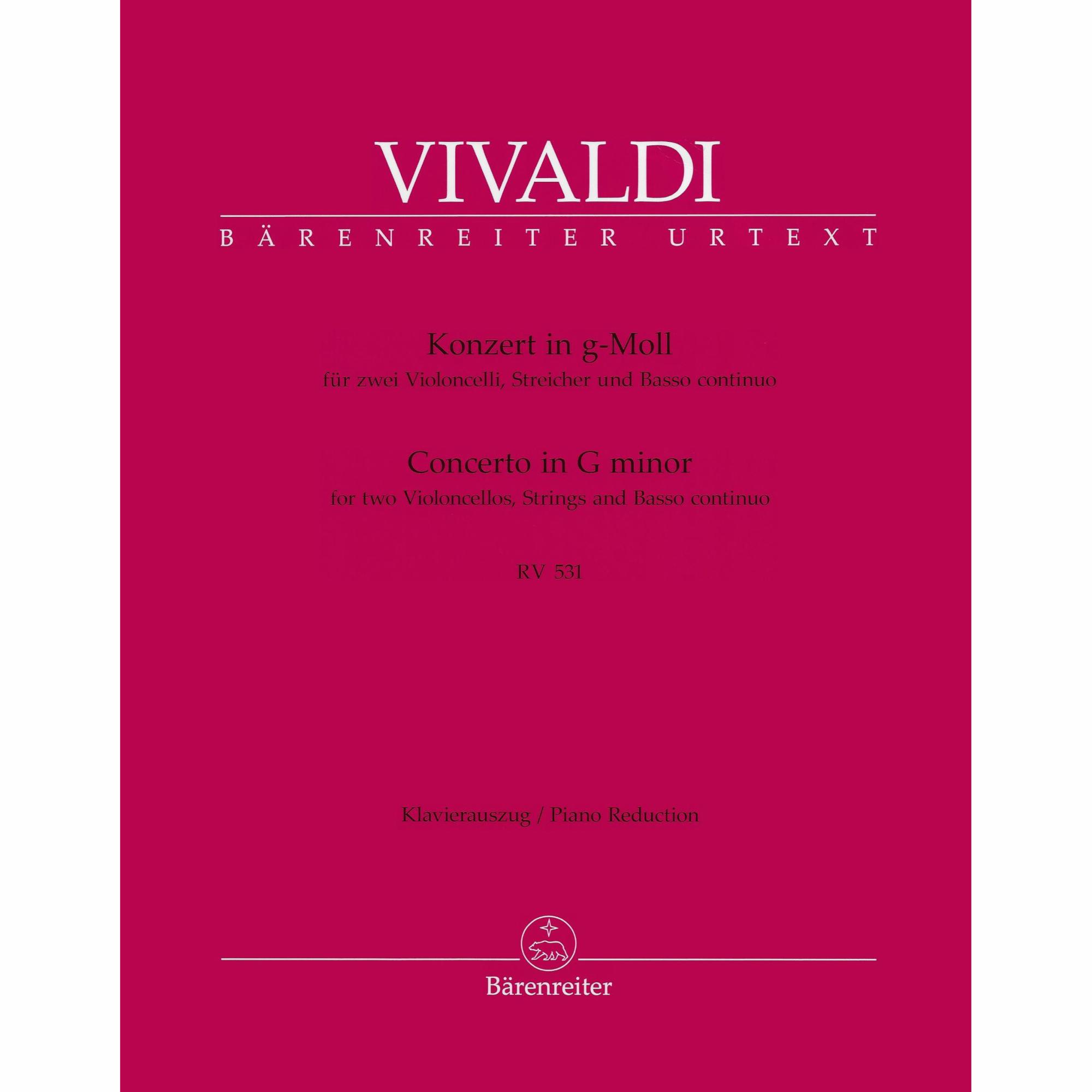Vivaldi -- Concerto in G Minor, RV 531 for Two Cellos and Piano