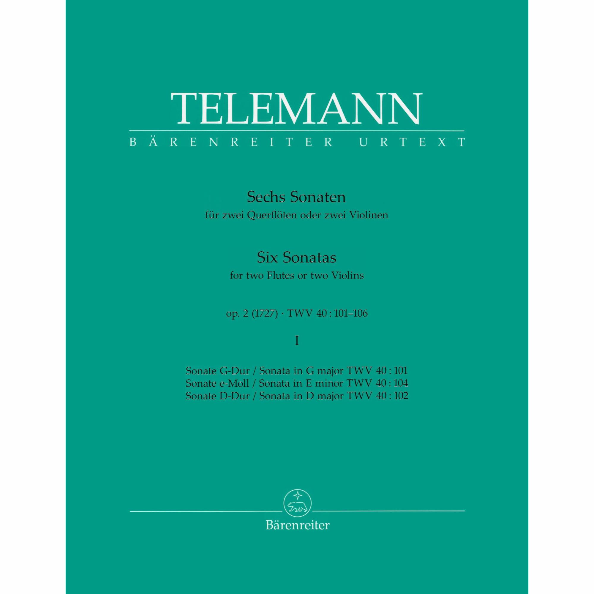 Telemann -- Six Sonatas, Op. 2, Vols. I-II for Two Violins