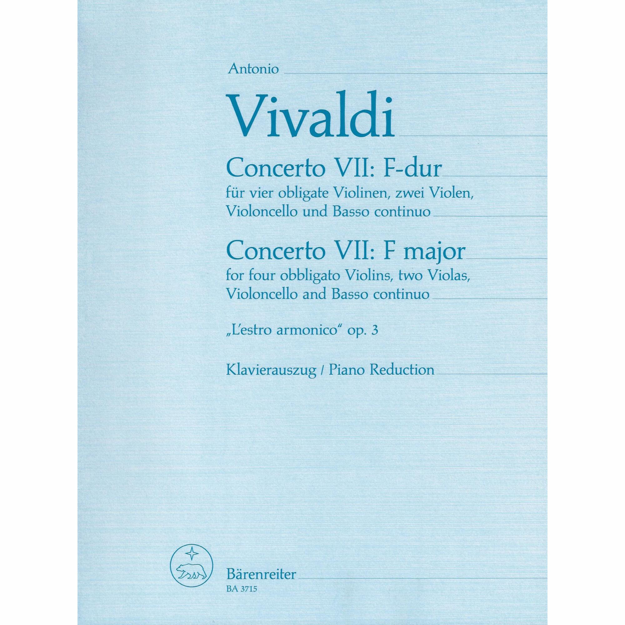 Vivaldi -- Concerto in F Major, from L'estro armonico, Op. 3, No. 7 for Four Violins and Piano