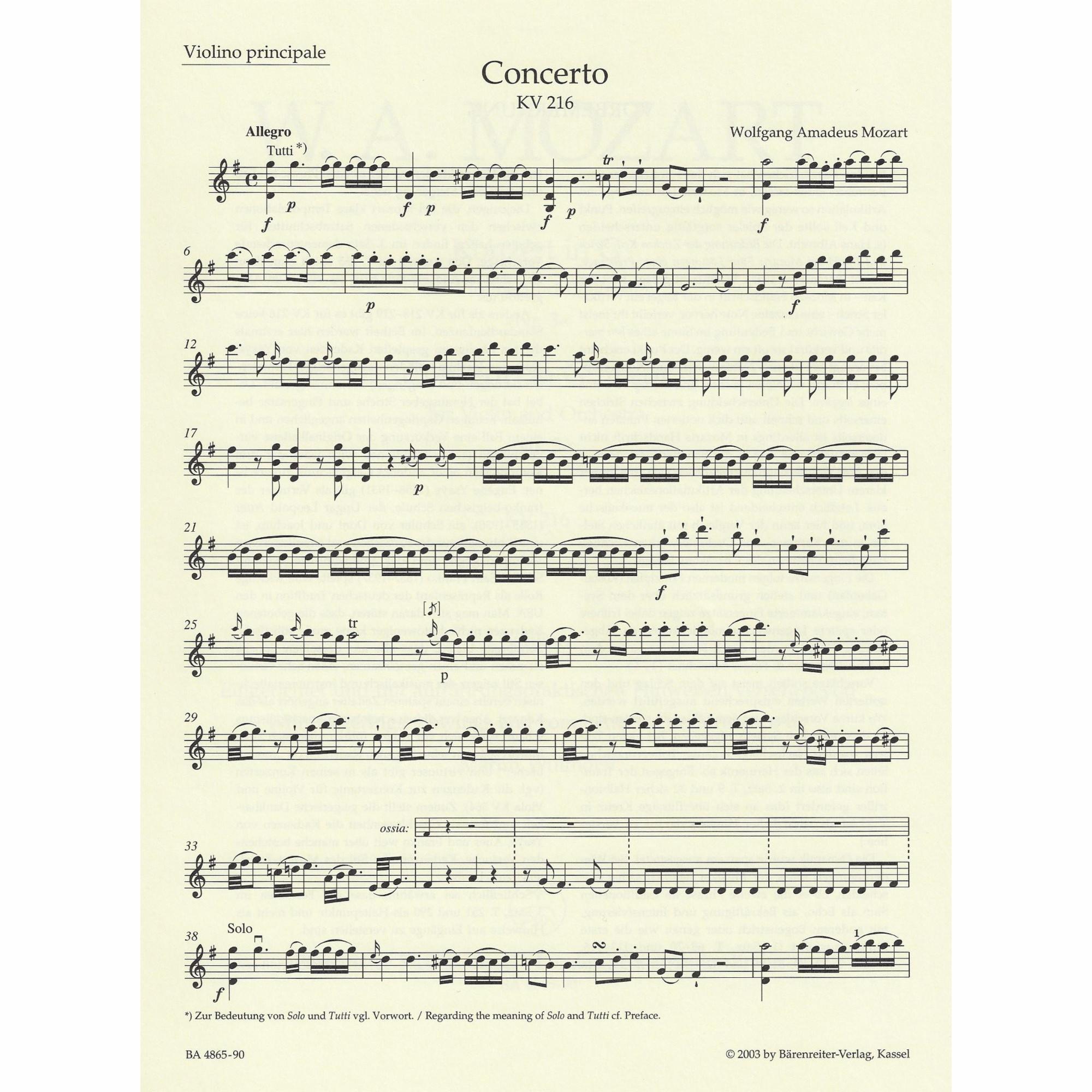 Sample: Marked Violin Part (Pg. 1)